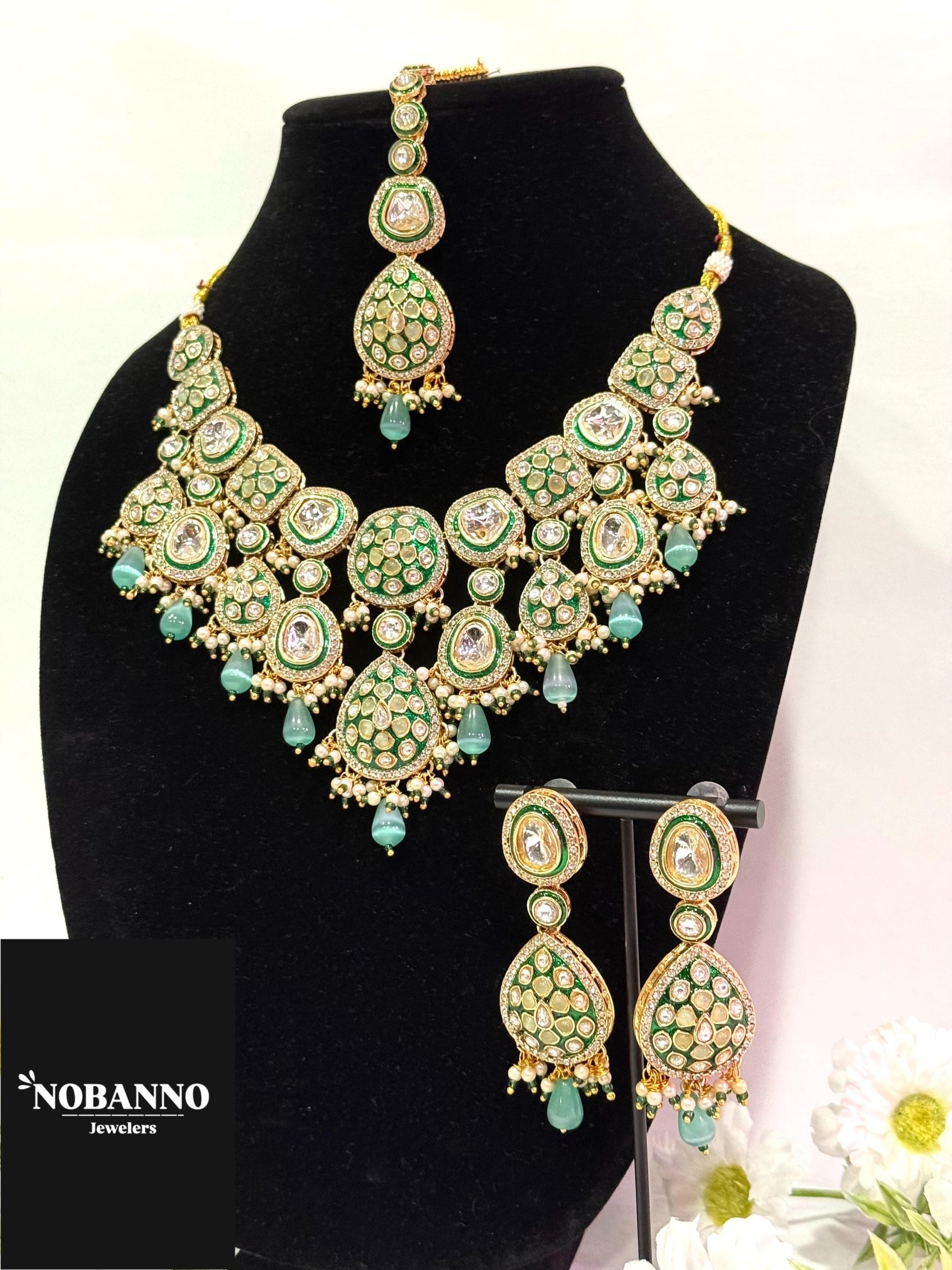 Pristine Handcrafted Minakari Kundan Necklace set/Indian  Jewelry Set/ High Quality Kundan 4 Piece Set