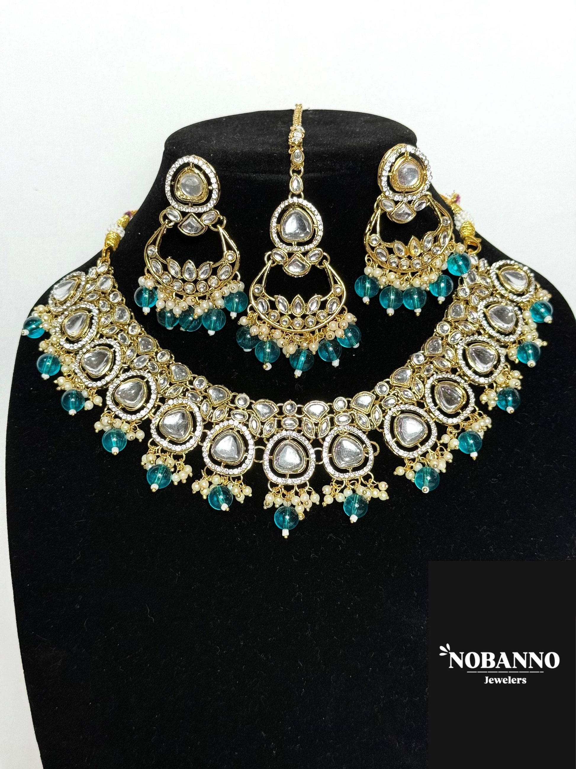 Pristine Handcrafted  Kundan Necklace set/Indian  Jewelry Set/ High Quality Kundan 4 Piece Set