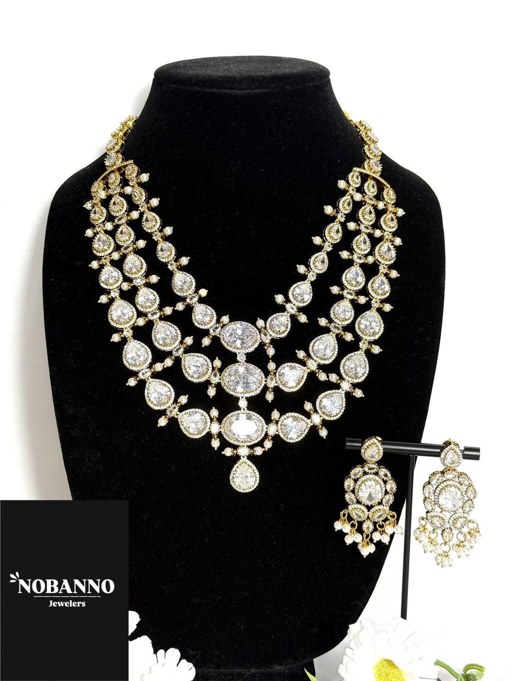 Premium Quality Moissanite Kundan Victorian Polished Jewelry Set/Indian Jewellery/ kundan jewellery/High quality stone neacklace set.