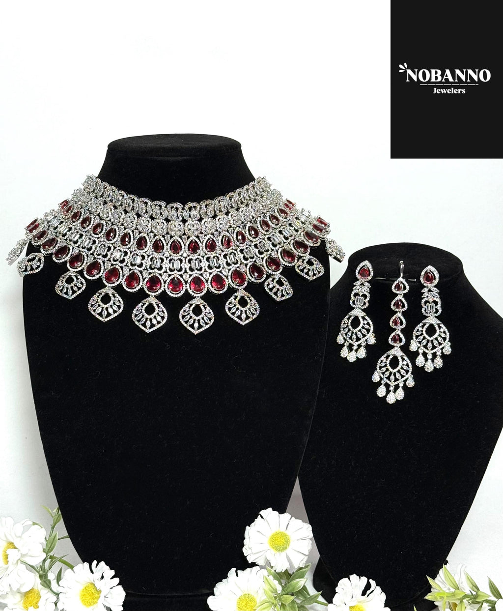 Pristine Handcrafted  American diamond set/CZ diamond bridal necklace/Cz jewelry/Indian Bridal Jewelry Set