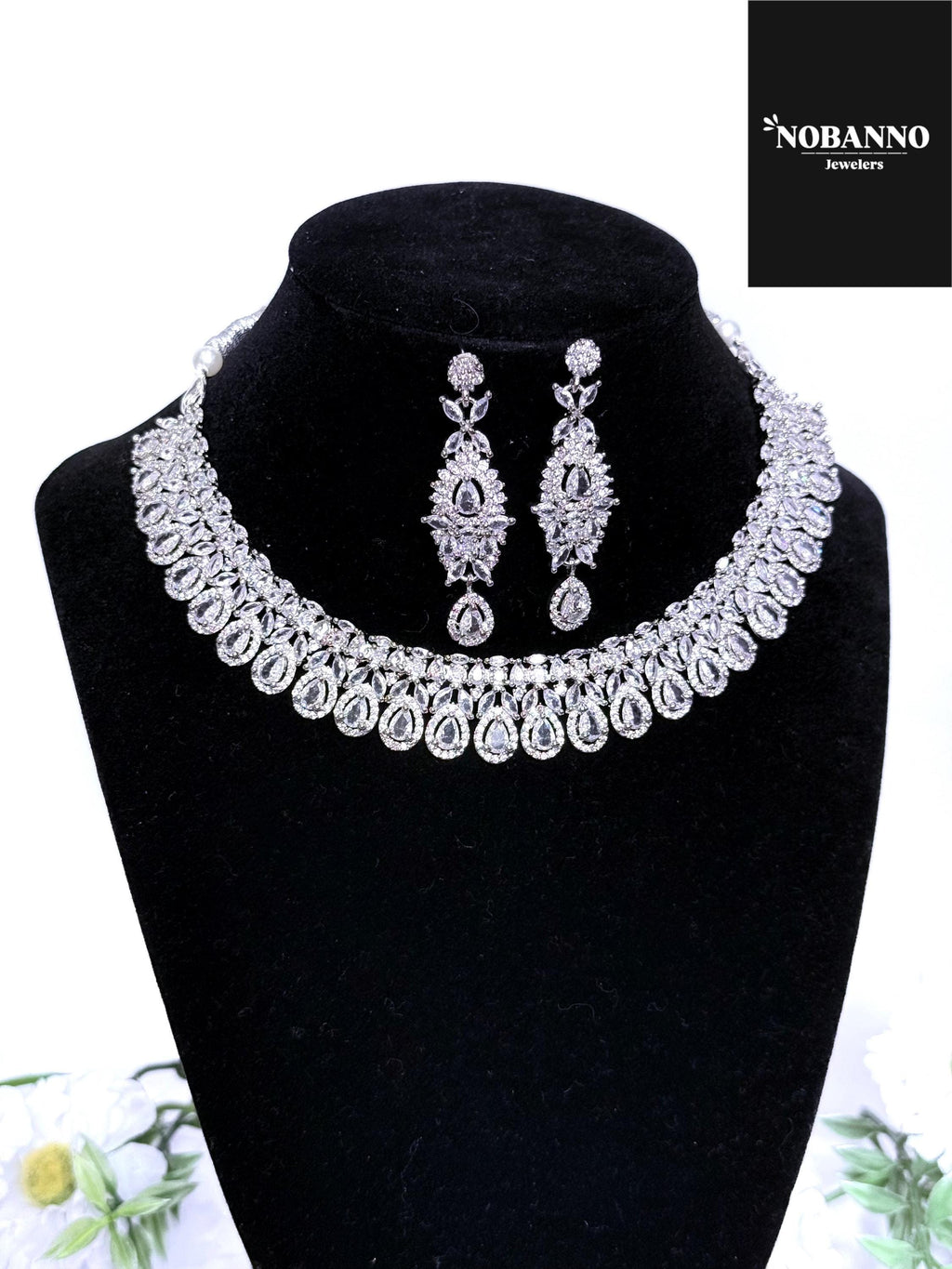 Pristine Handcrafted  American diamond set/white CZ diamond necklace set /Cz jewelry/Indian Jewelry Set