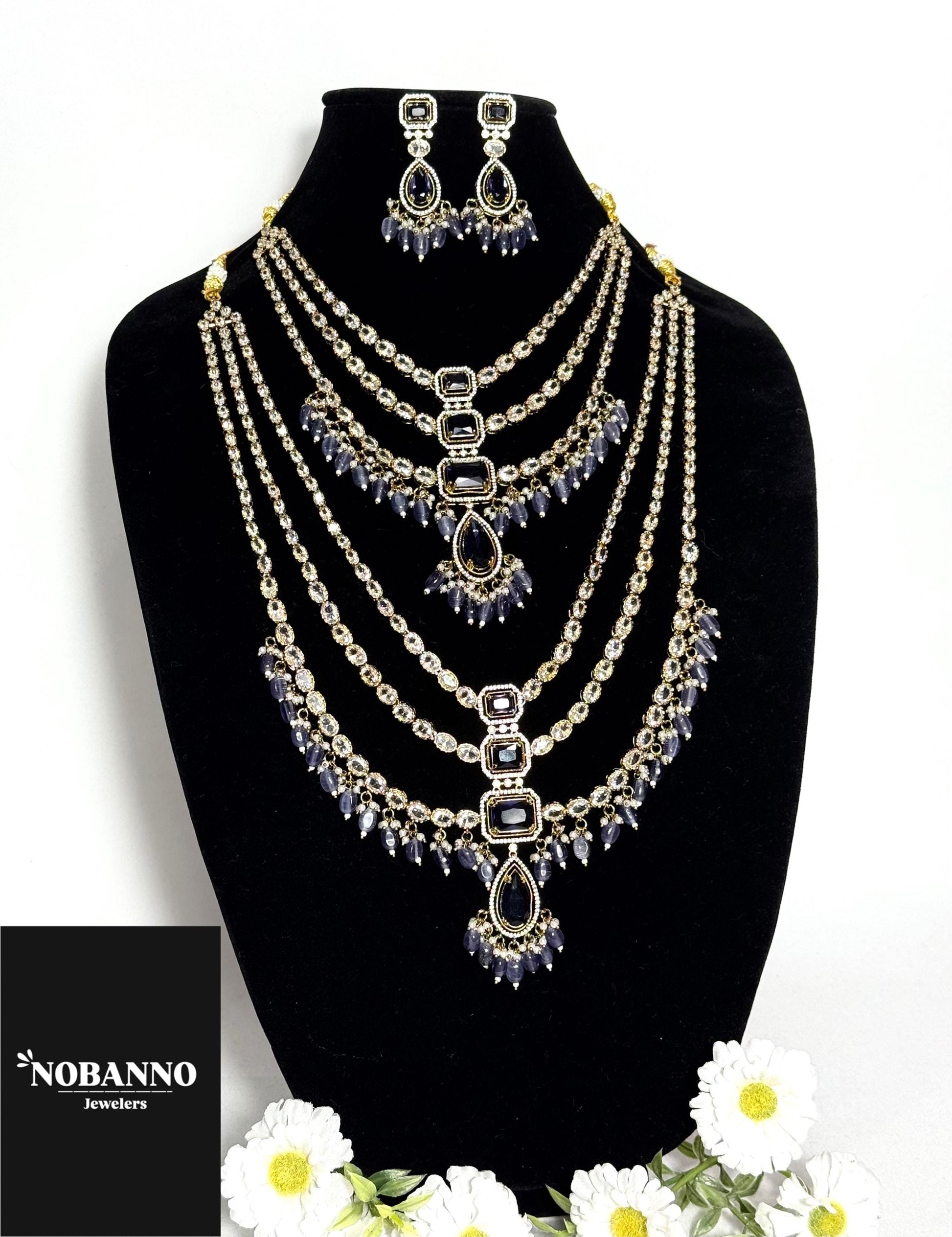 Pristine Handcrafted  Victorian semi Bridal set/Indian Bridal Jewelry Set/ High Quality stone / Victorian 4 Piece Set