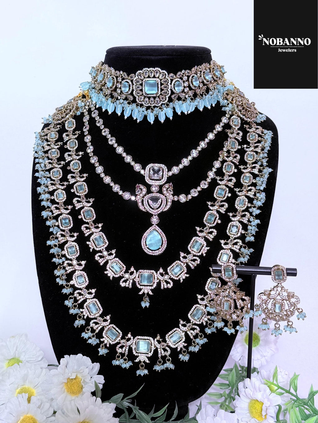 Pristine Handcrafted  Victorian Bridal set/Indian Bridal Jewelry Set/ High Quality stone / Victorian 5 Piece Set