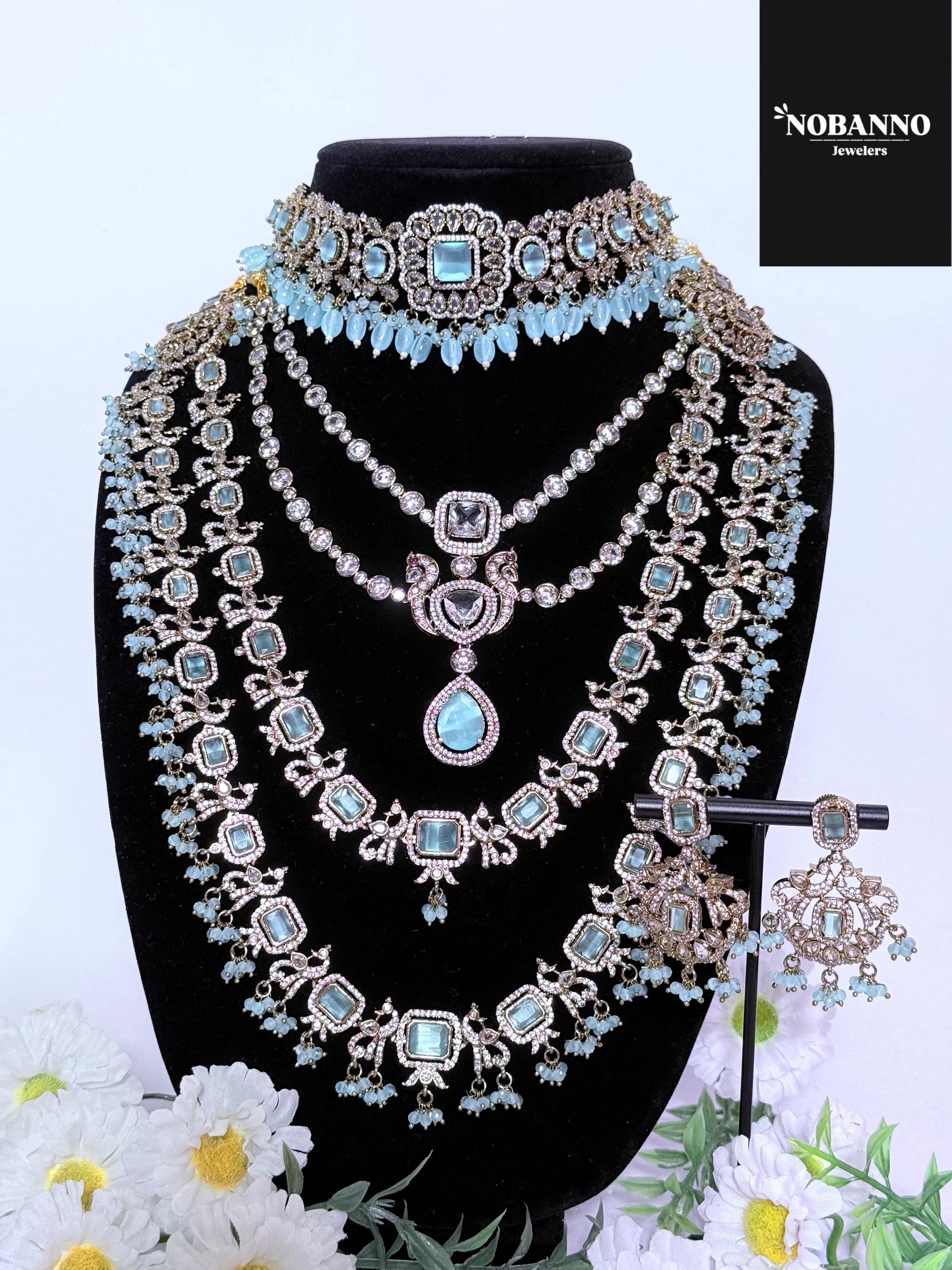 Pristine Handcrafted  Victorian Bridal set/Indian Bridal Jewelry Set/ High Quality stone / Victorian 5 Piece Set