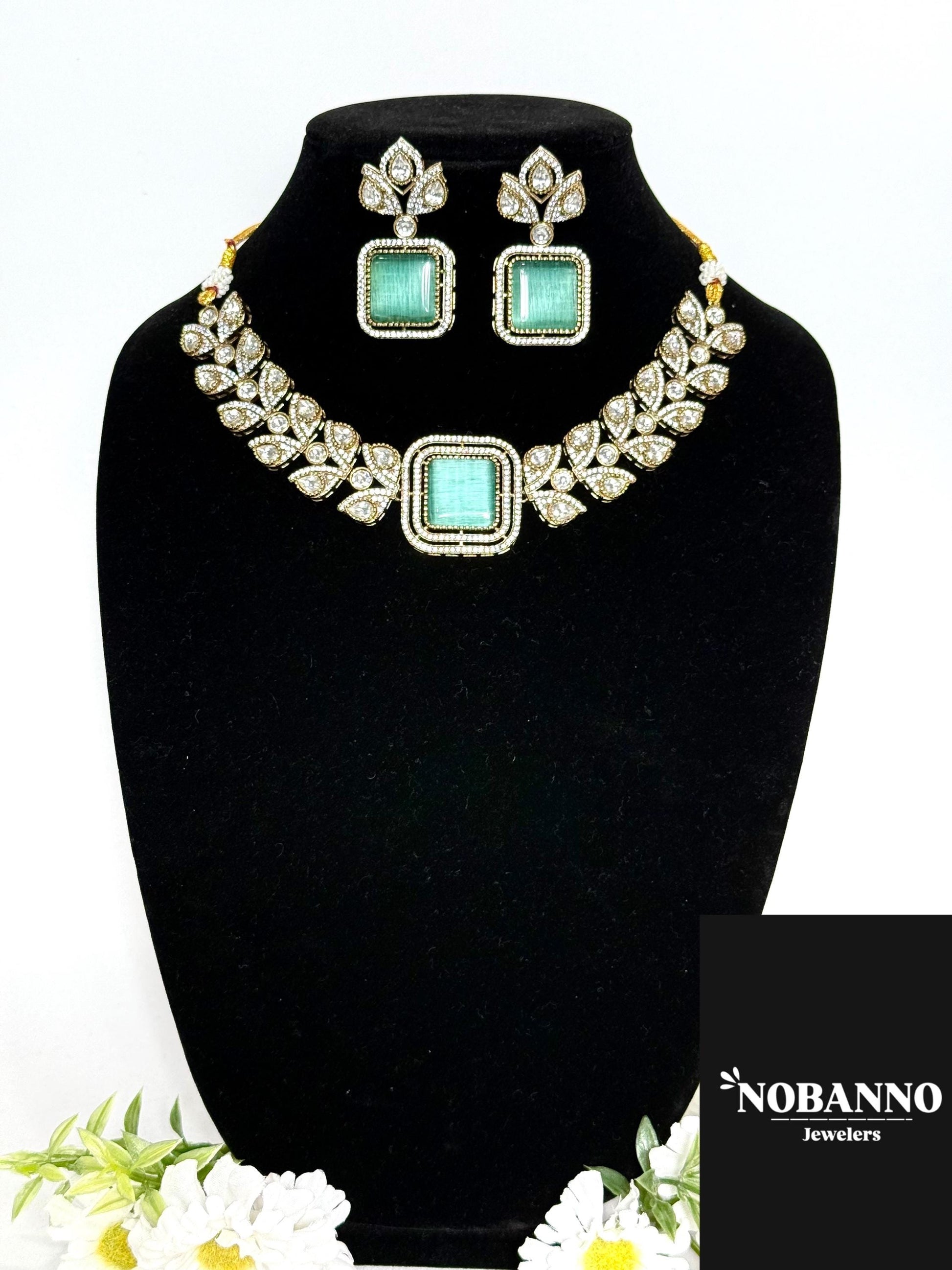 Premium Quality Moissanite Kundan Victorian Polished Jewelry Set/Indian Jewellery/ kundan jewellery/High quality stone choker set.