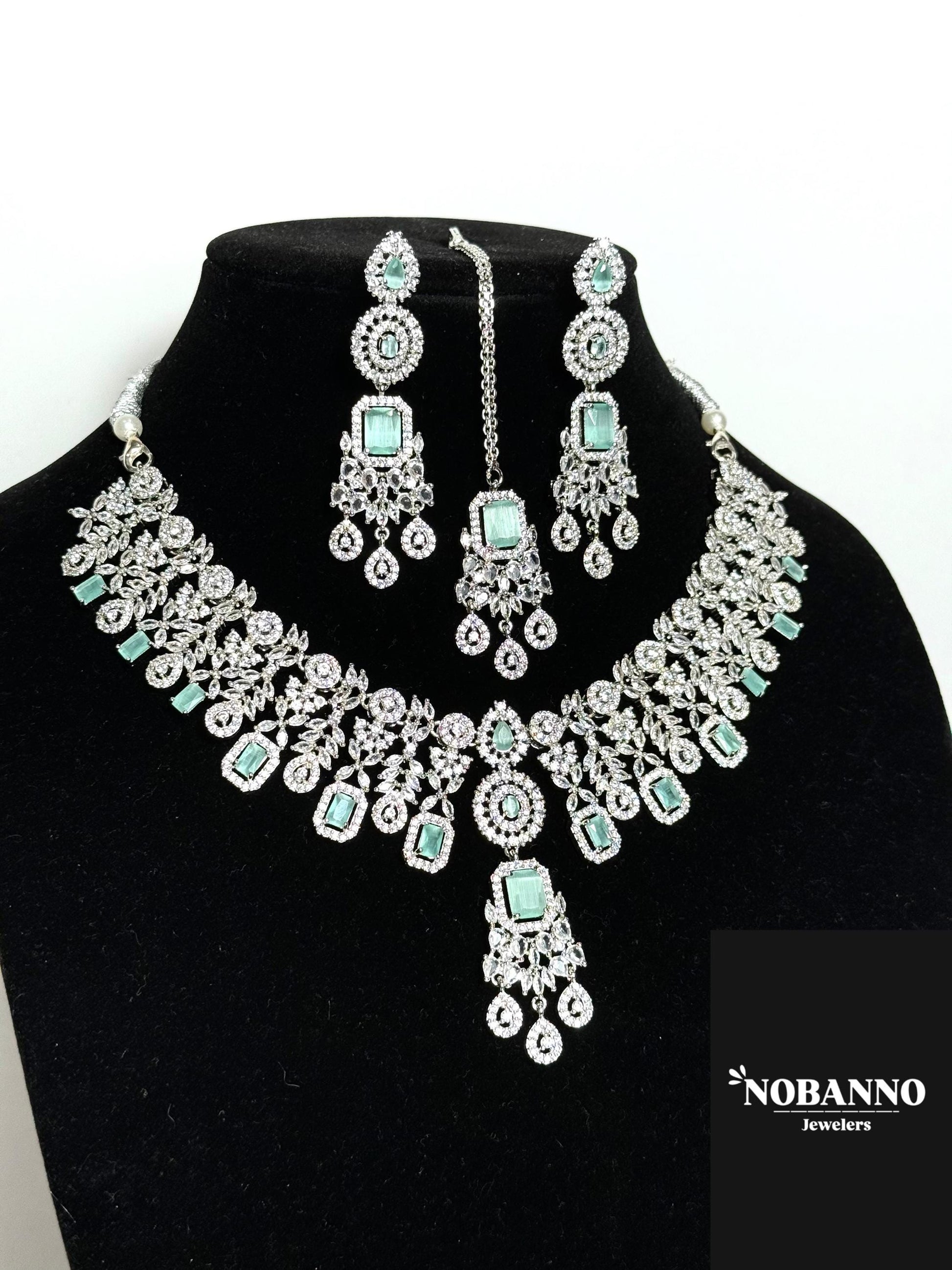 Pristine Handcrafted American diamond set/white AD necklace set /AD jewelry/Indian Jewelry Set