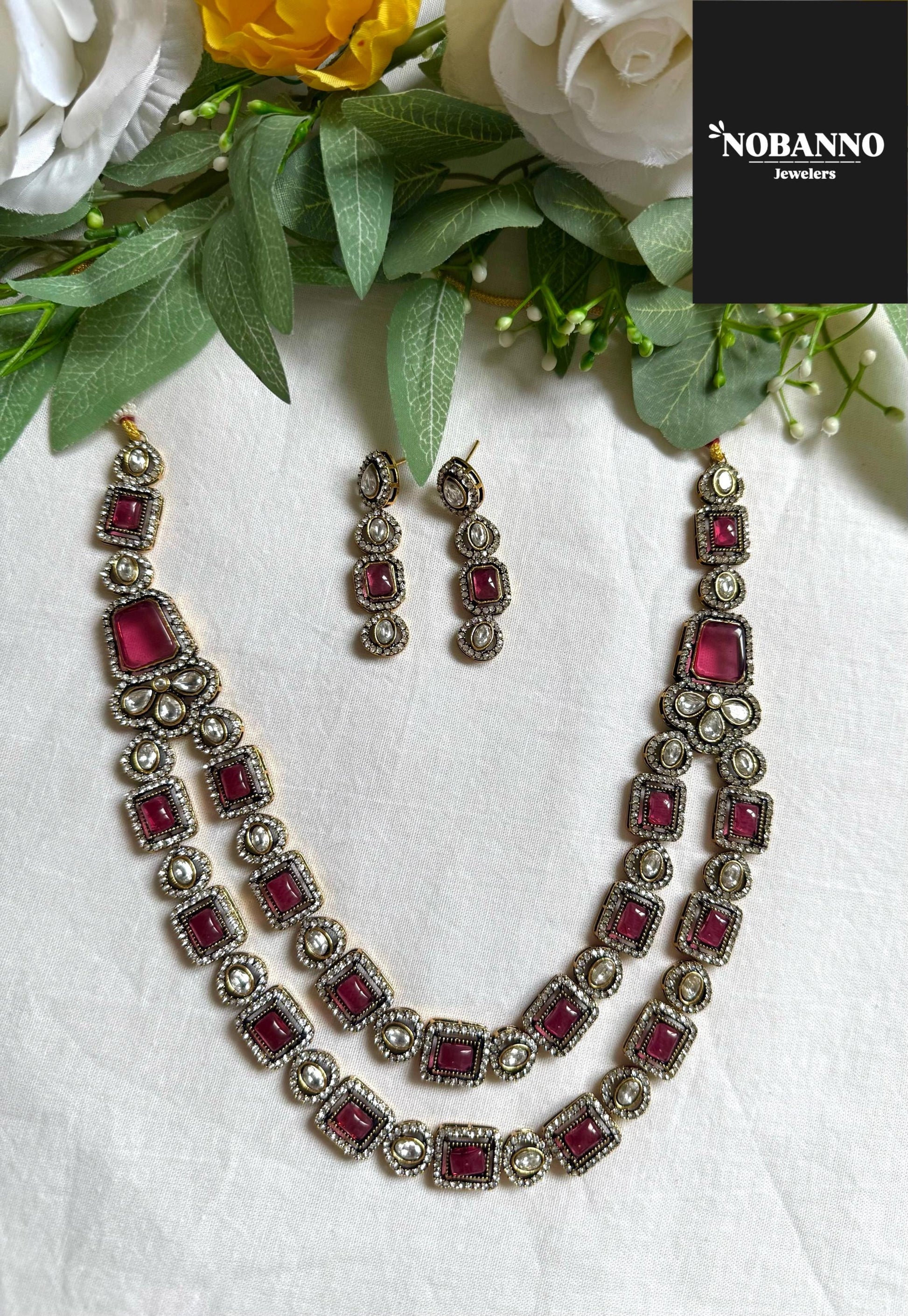 Premium Quality Victorian Polished long necklace Set/Indian Jewellery/ Victorian jewellery.