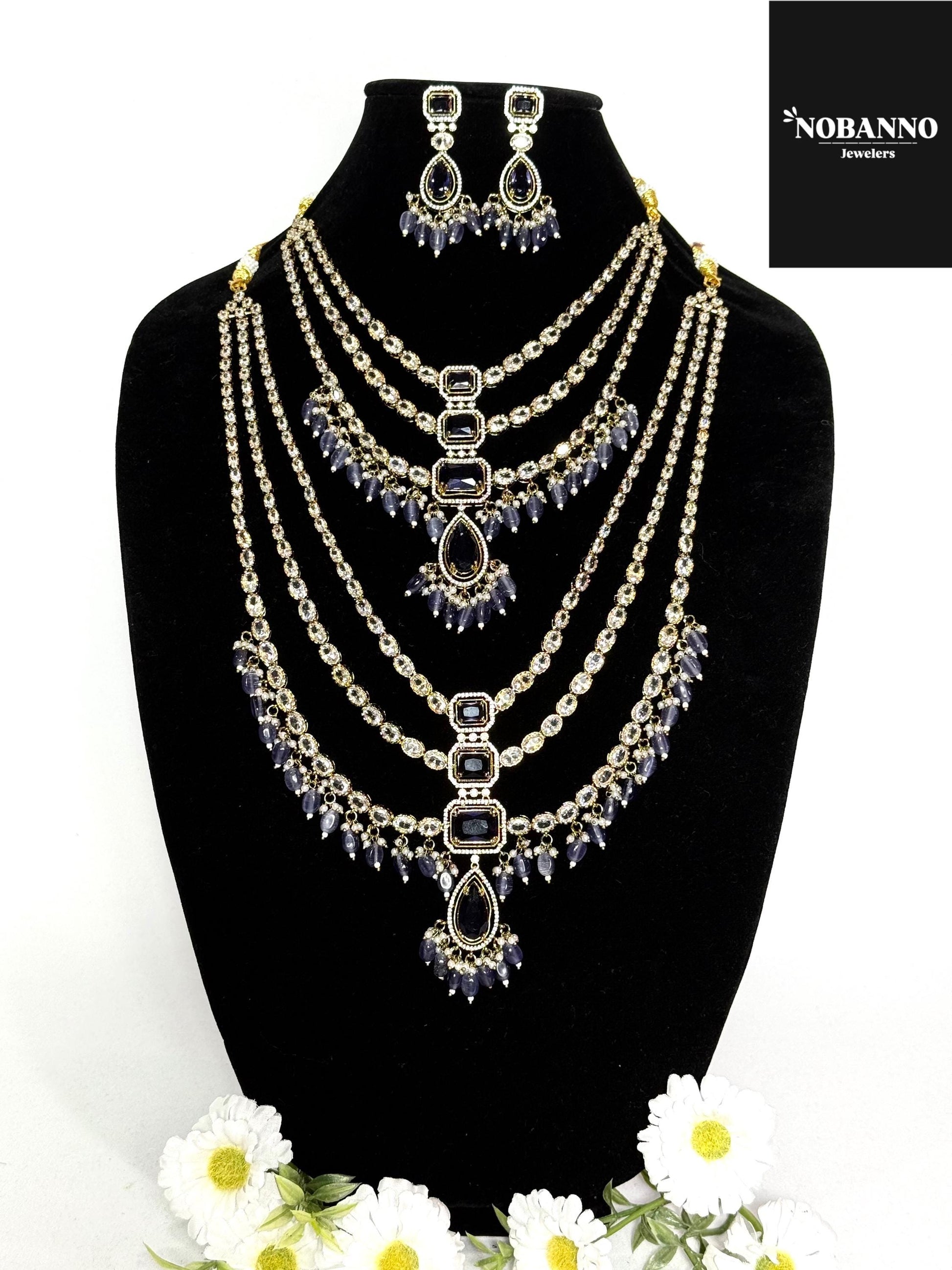 Pristine Handcrafted  Victorian semi Bridal set/Indian Bridal Jewelry Set/ High Quality stone / Victorian 4 Piece Set