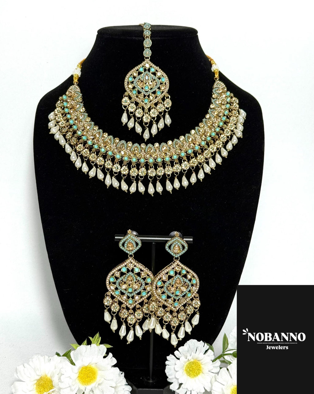 Pristine Handcrafted Polki Kundan Necklace set/Indian  Jewelry Set/ High Quality Kundan 4 Piece Set.