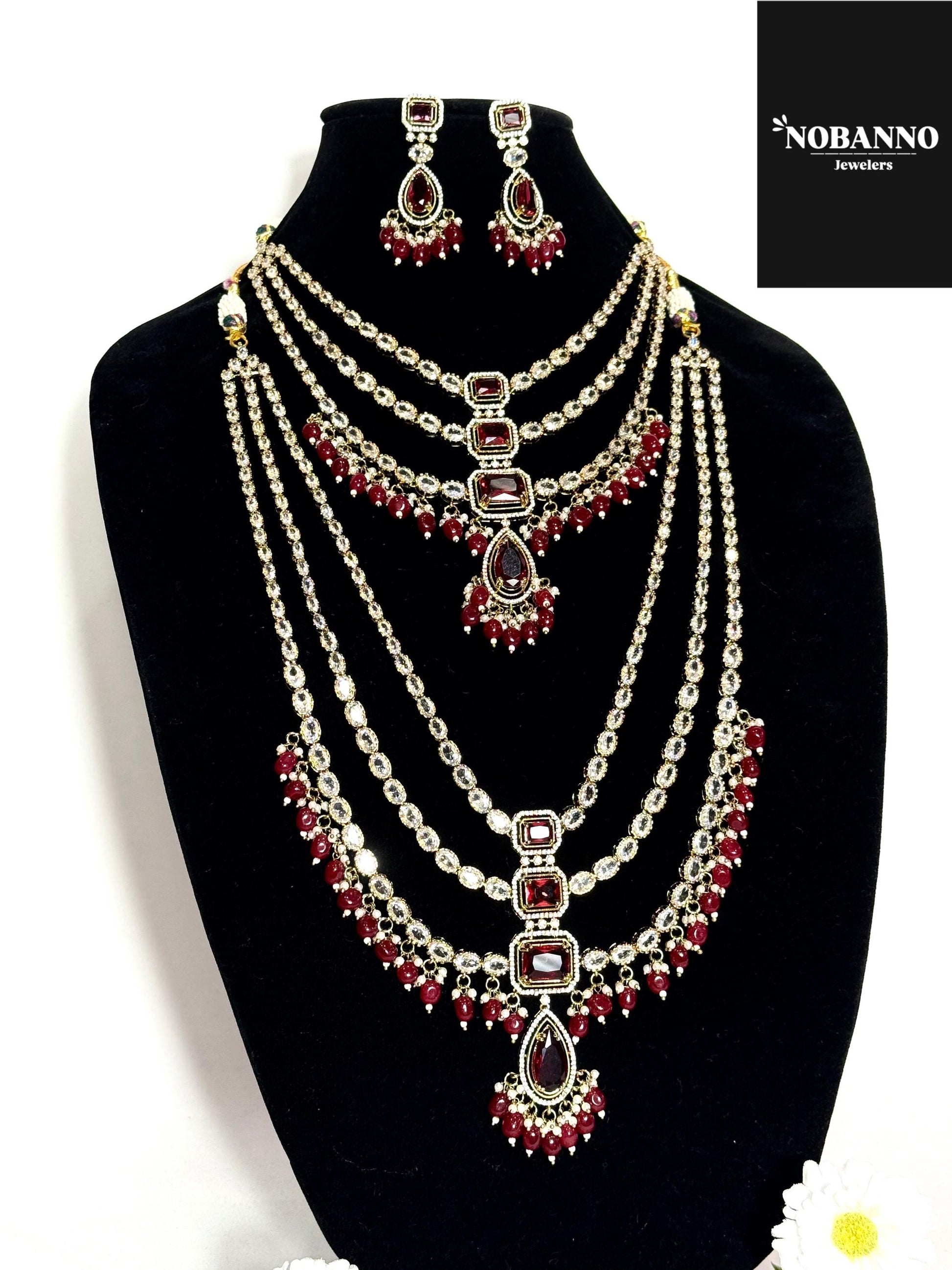 Pristine Handcrafted  Victorian semi Bridal set/Indian Bridal Jewelry Set/ High Quality stone / Victorian 4 Piece Set