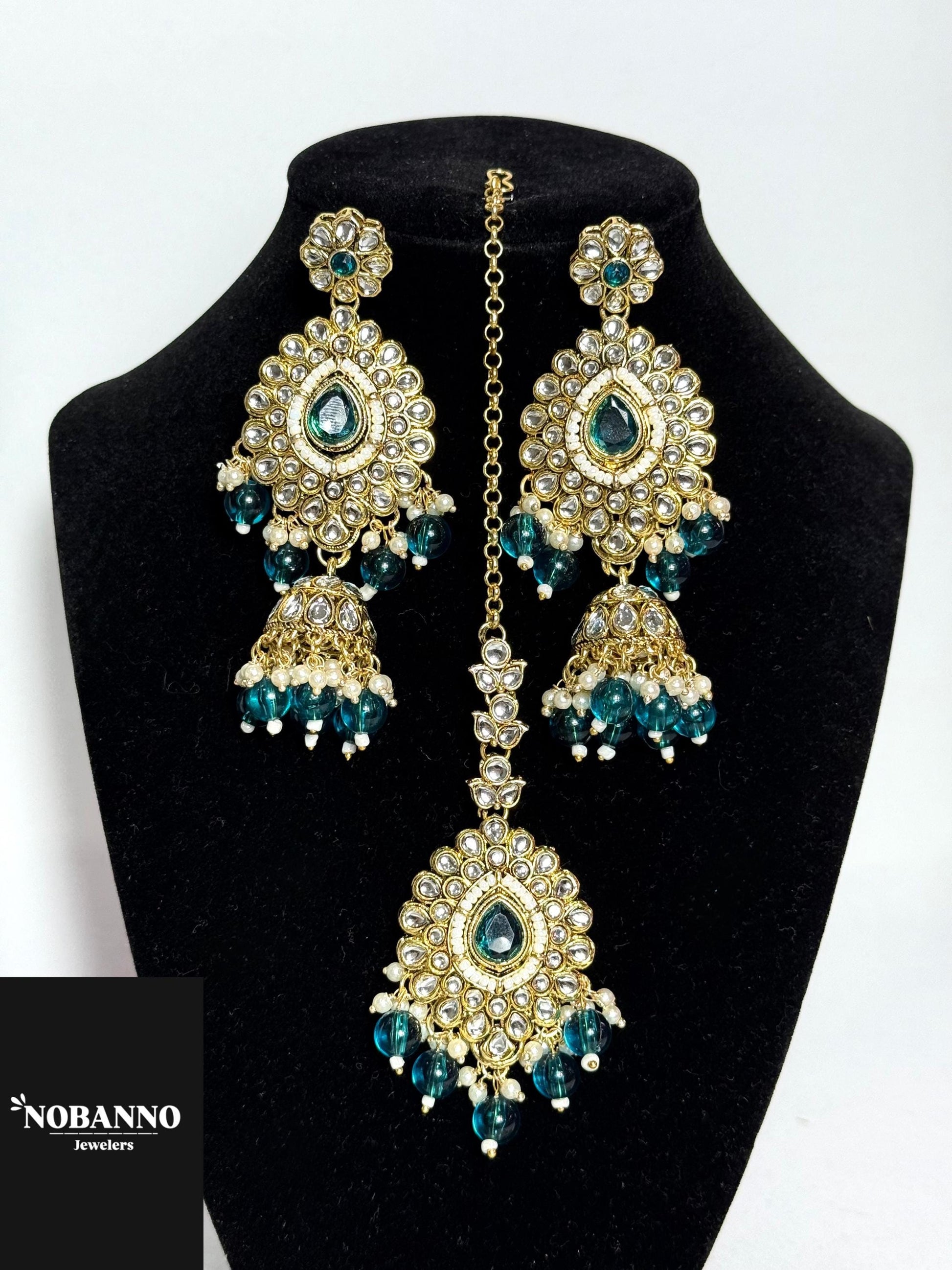 Pristine Handcrafted  Kundan Necklace set/Indian  Jewelry Set/ High Quality Kundan 4 Piece Set