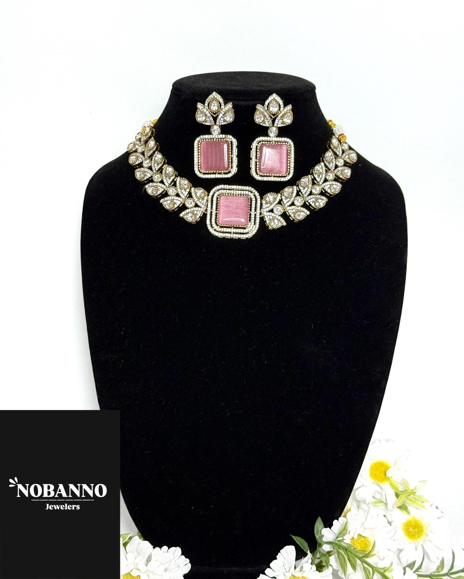 Premium Quality Moissanite Kundan Victorian Polished Jewelry Set/Indian Jewellery/ kundan jewellery/High quality stone choker set.