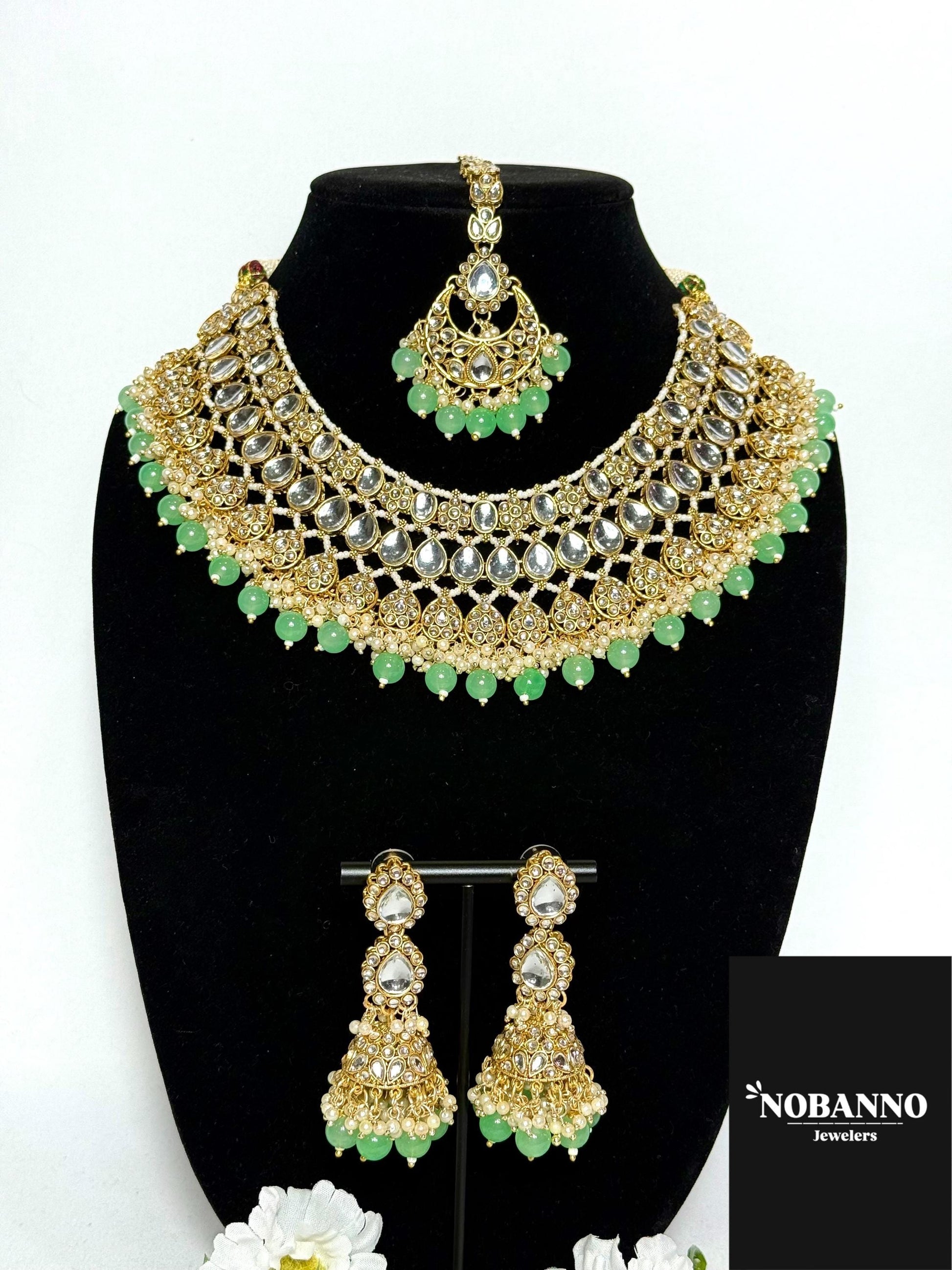 Handcrafted Kundan Necklace Set.Indian /pakistani/Bangladeshi Jewelry.