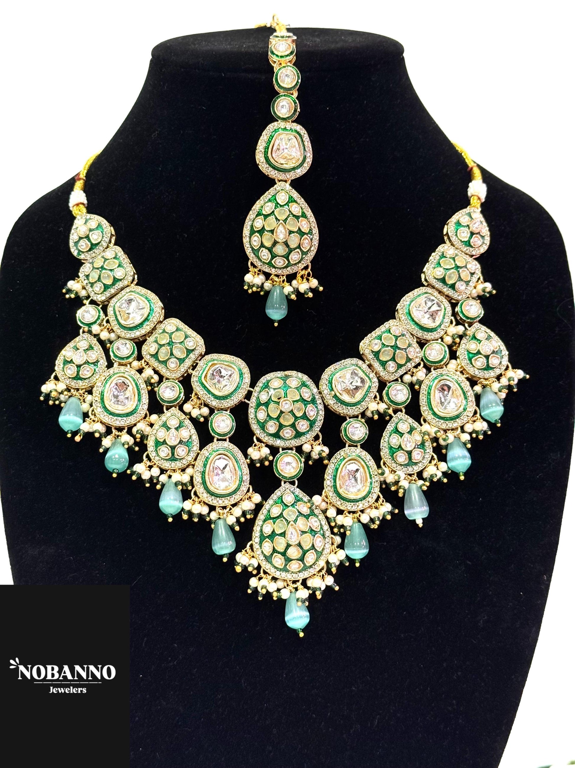 Pristine Handcrafted Minakari Kundan Necklace set/Indian  Jewelry Set/ High Quality Kundan 4 Piece Set