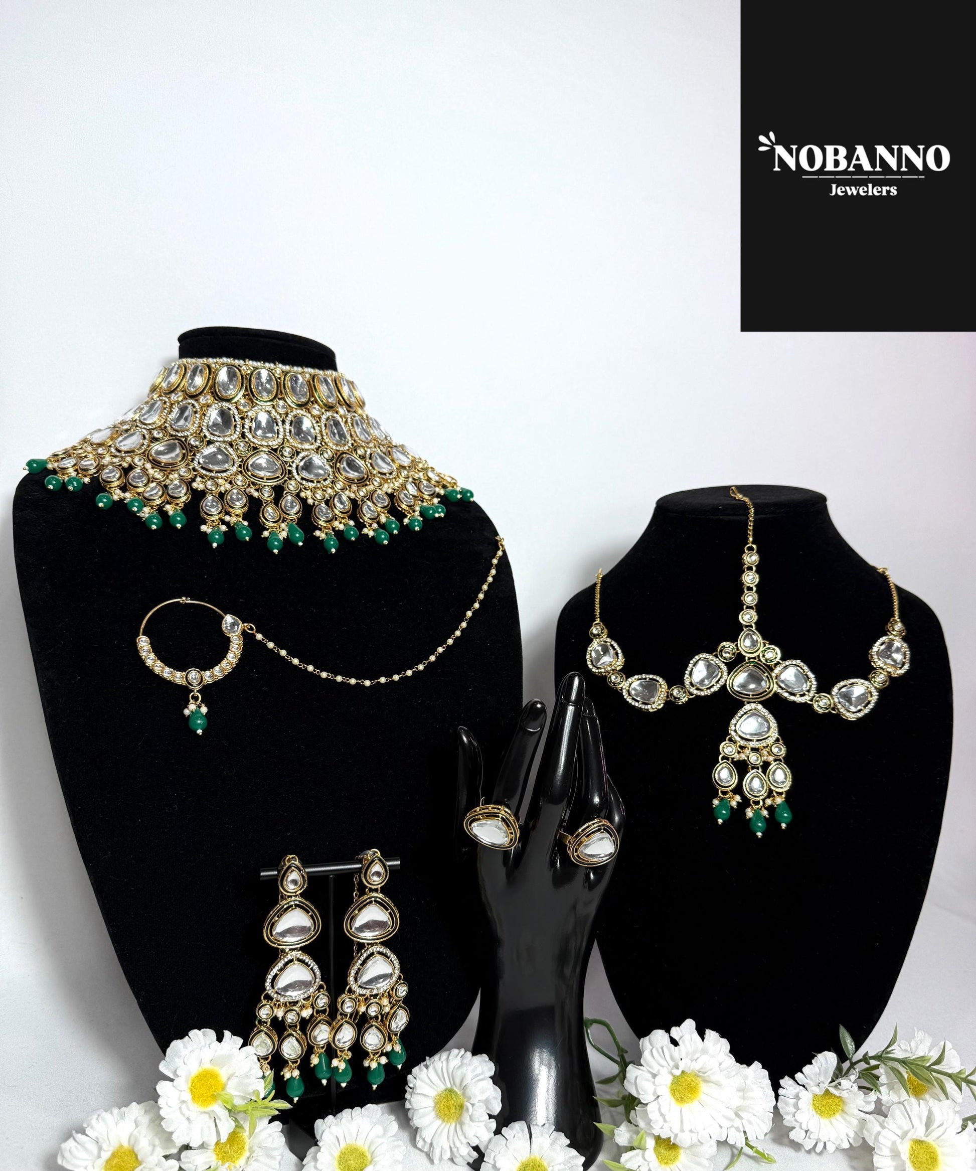Pristine Handcrafted Kundan Bridal set/Indian  Bridal Jewelry Set/ High Quality Kundan 7 Piece Set.
