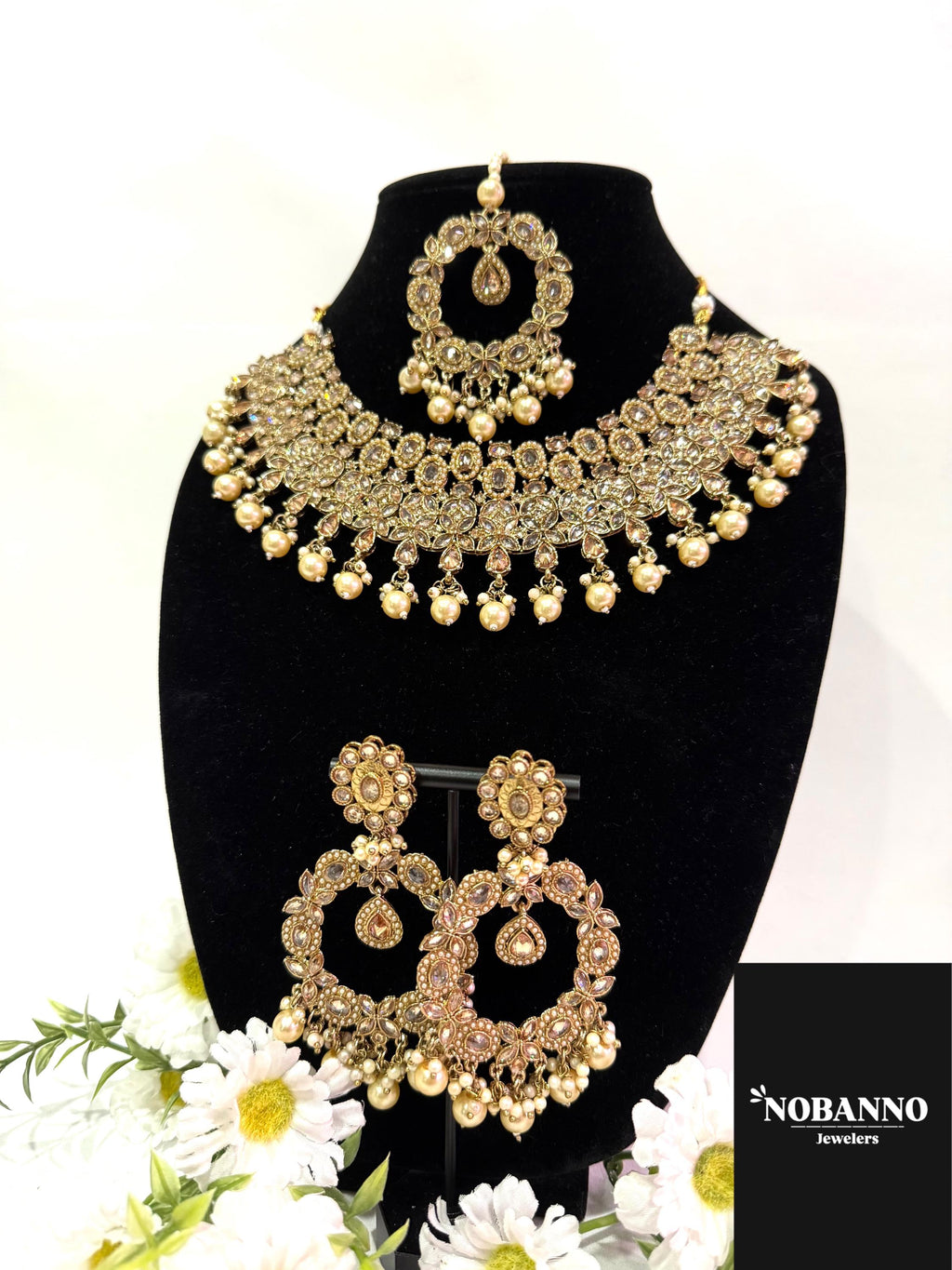 Pristine Handcrafted  Polki Kundan necklace  set/Indian Jewelry Set/ High Quality Kundan Polki 4 Piece Set