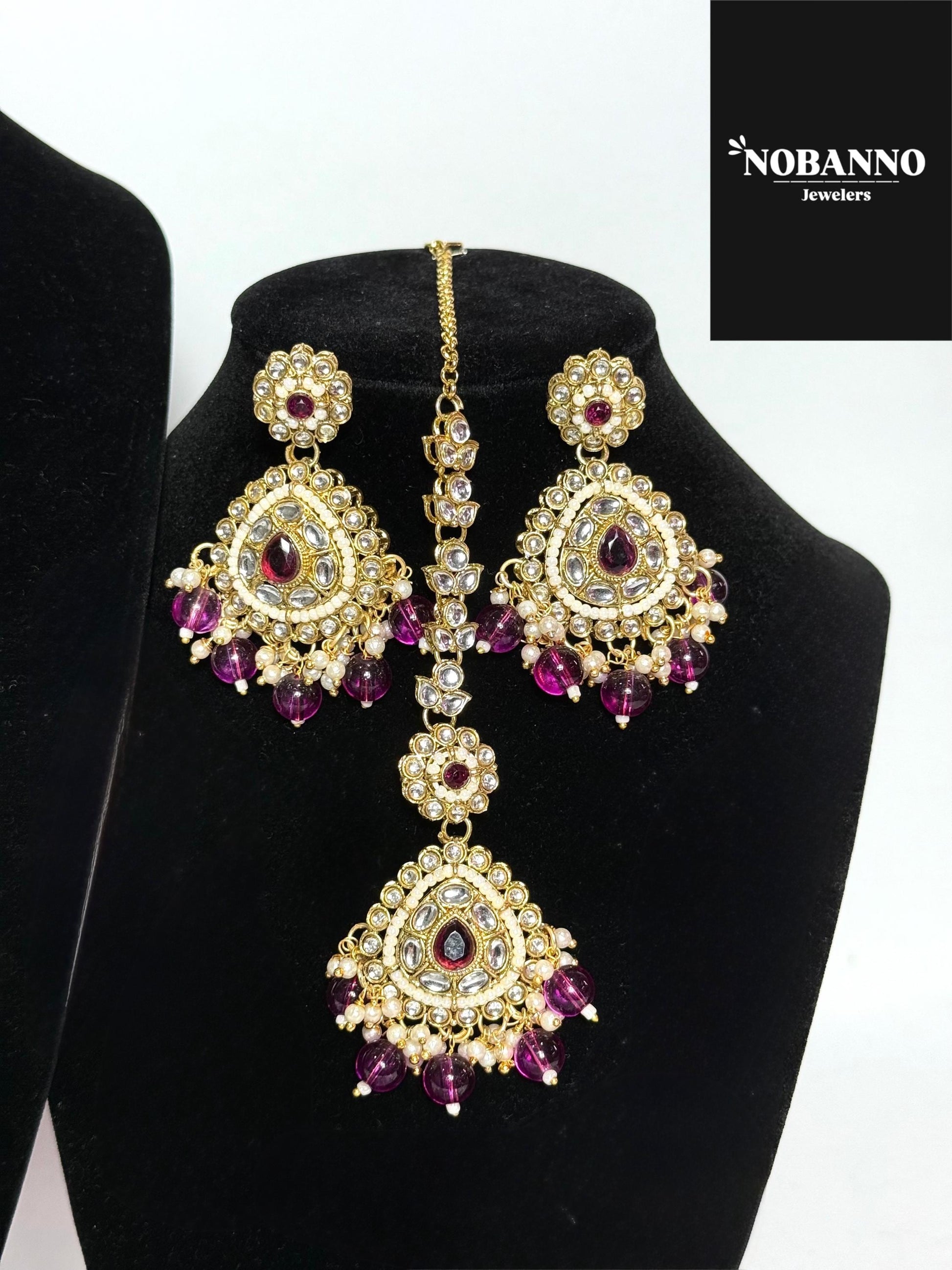 Handcrafted Kundan Choker set/Indian  Jewelry Set/ High Quality Kundan 4 Piece Set.