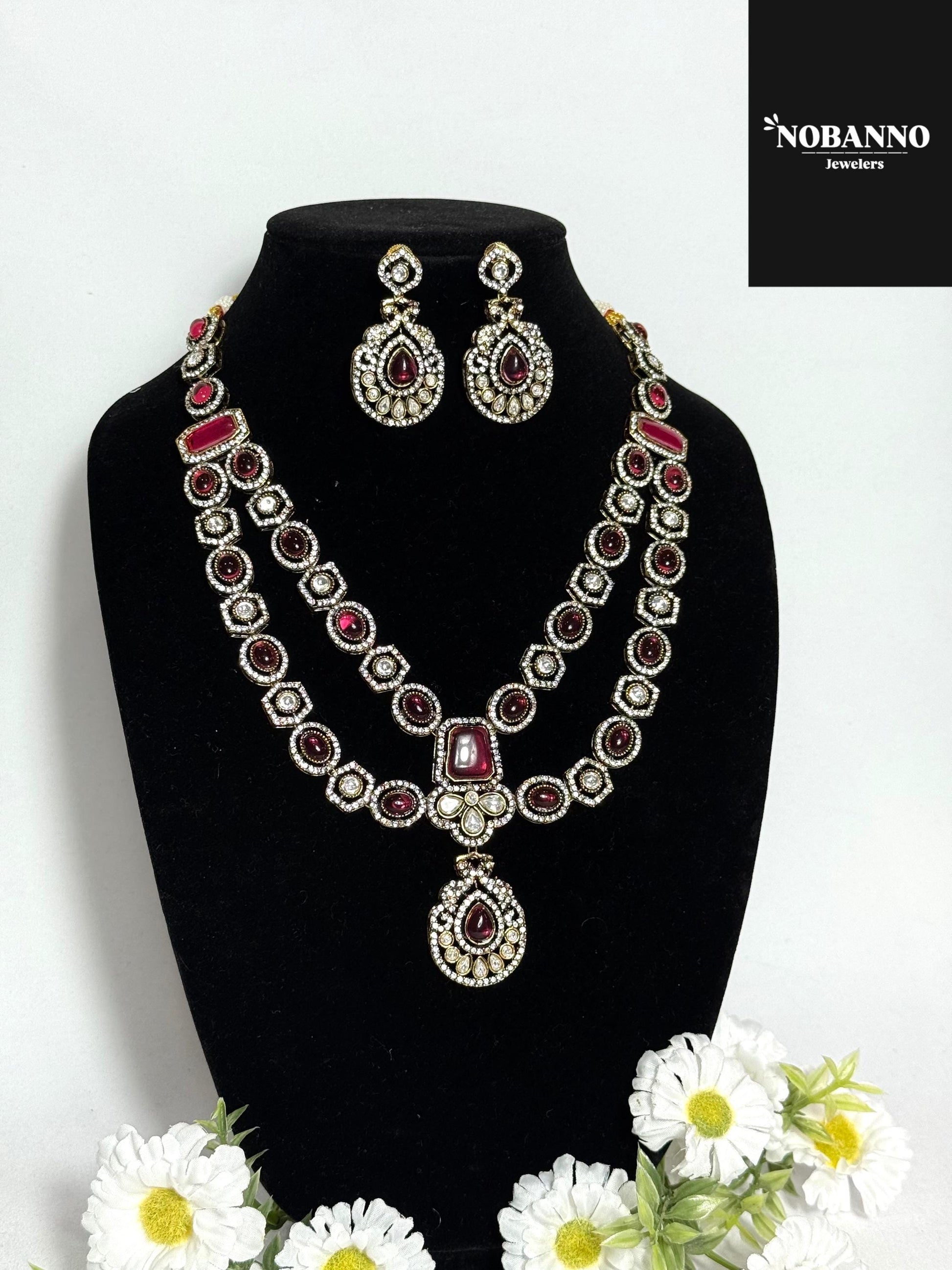 Premium Quality Victorian Polished long necklace Set/Indian Jewellery/ Victorian jewellery.