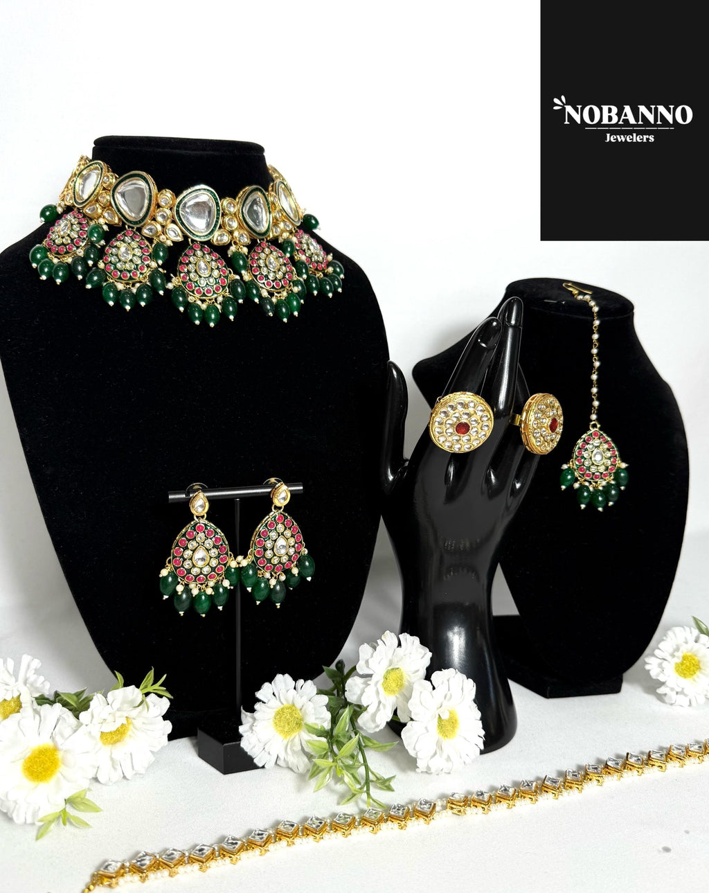 Pristine Handcrafted Kundan Semi Bridal set/Indian Semi Bridal Jewelry Set/ High Quality Kundan 7 Piece Set