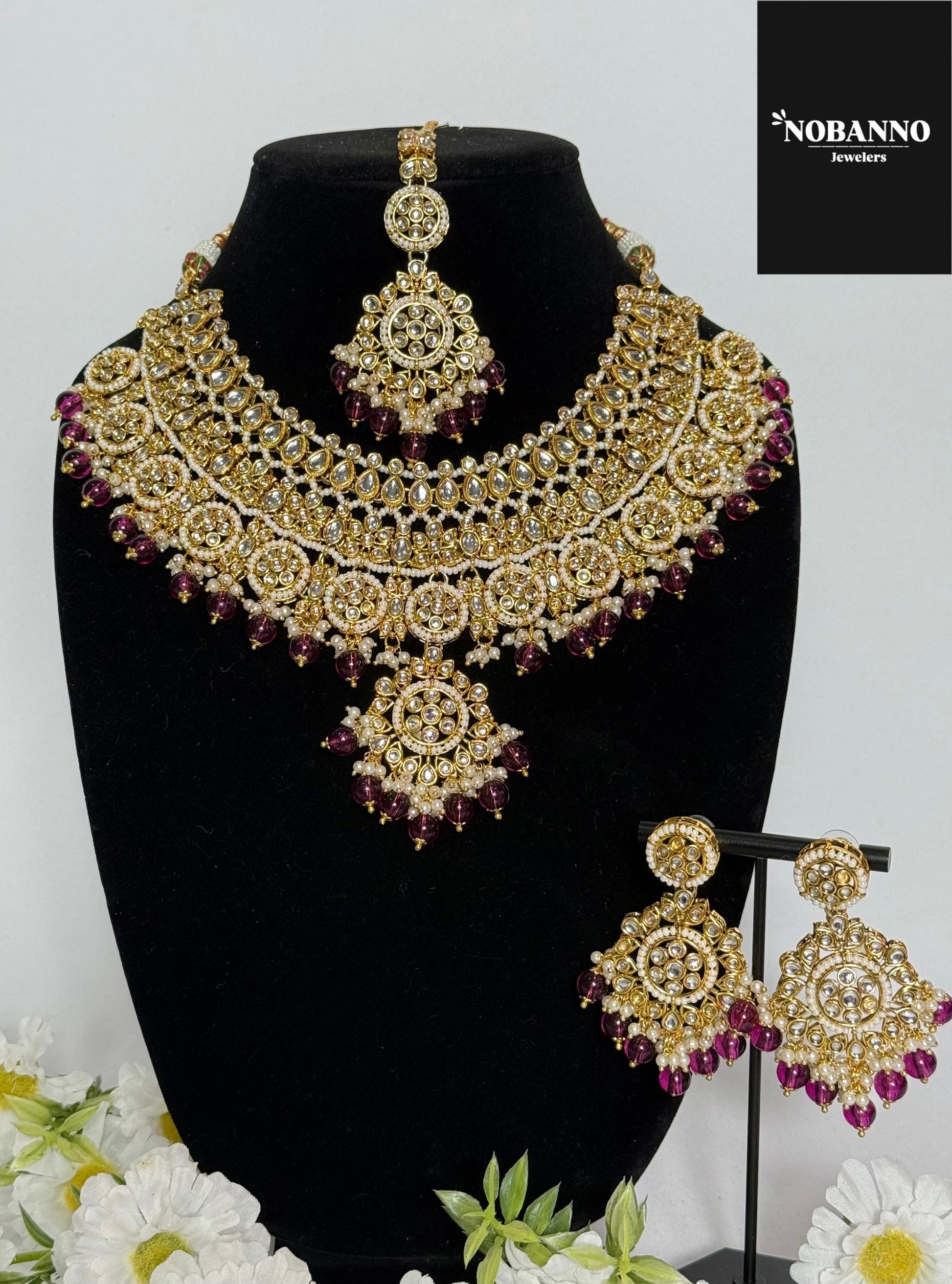 Pristine Handcrafted  Kundan Necklace set/Indian  Jewelry Set/ High Quality Kundan 4 Piece Set