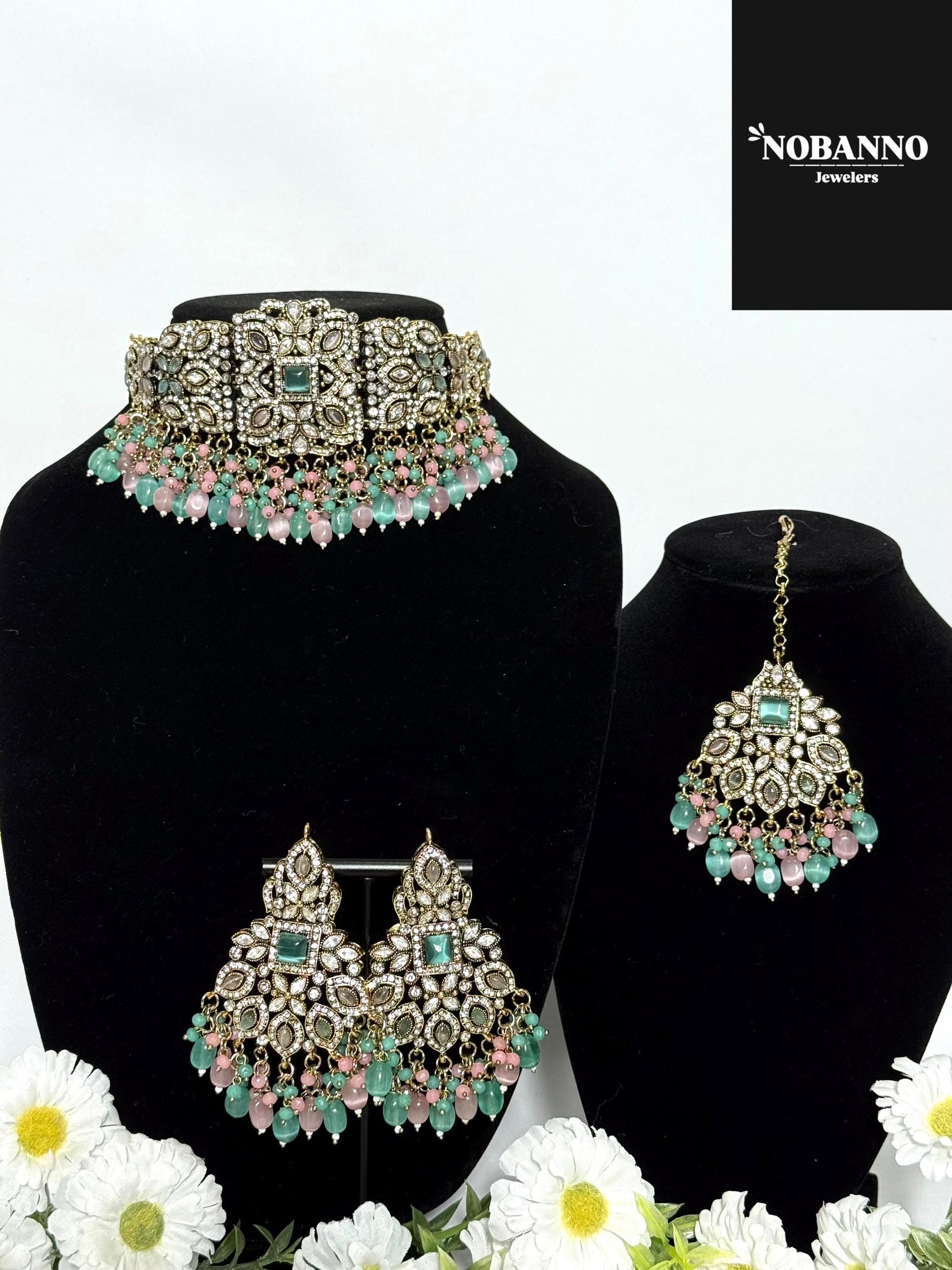 Premium Quality Moissanite Kundan Victorian Polished Jewelry Set/Indian Jewellery/ kundan jewellery/High quality stone choker set.
