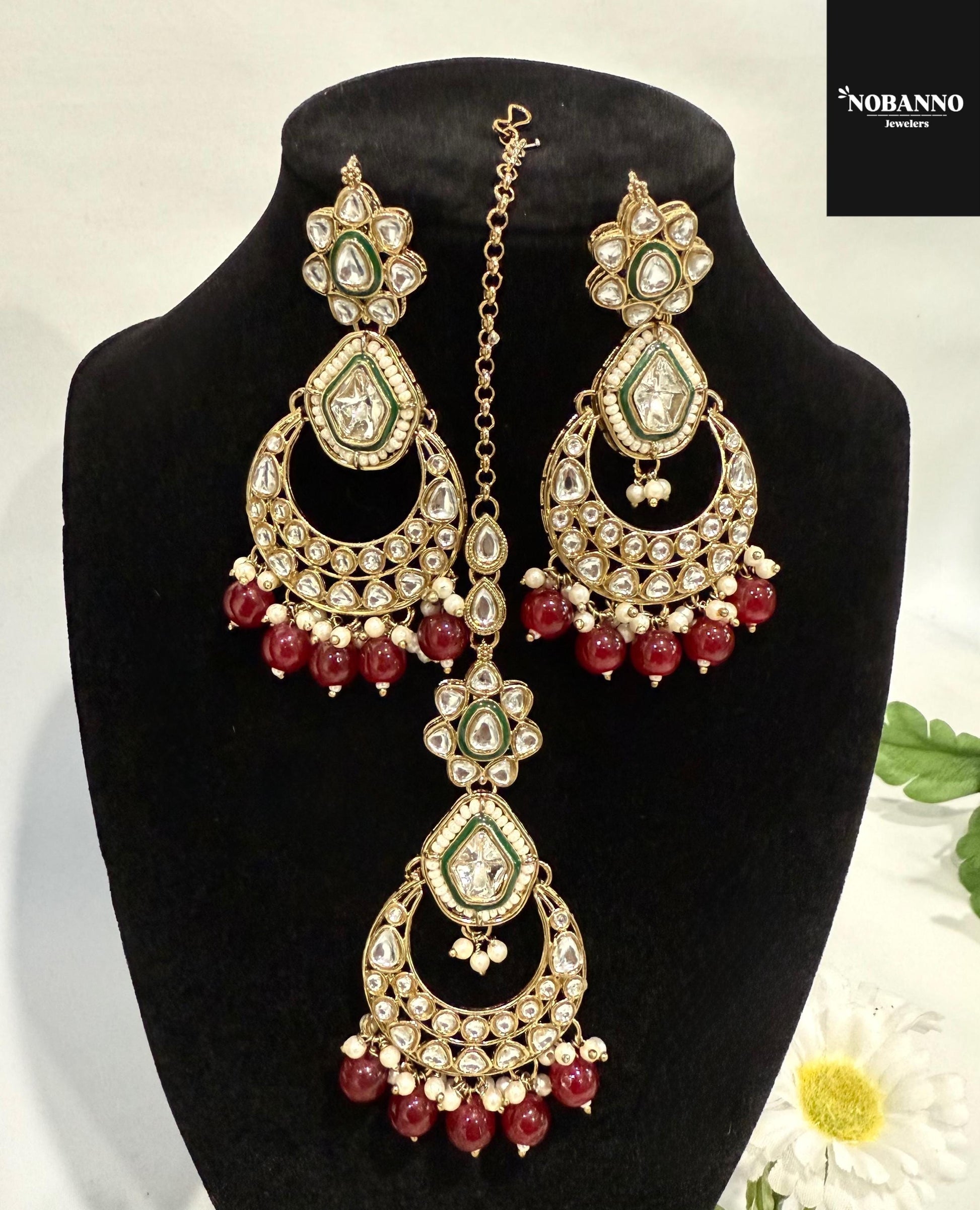 Pristine Handcrafted  Kundan Necklace set/Indian  Jewelry Set/ High Quality Kundan 4 Piece Set