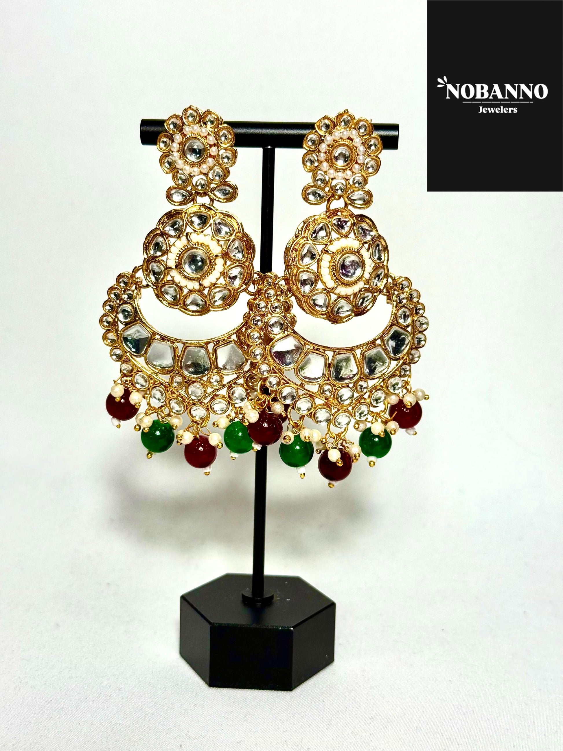 Pristine Handcrafted Kundan Necklace set/Indian Jewelry Set/ High Quality Kundan 4 Piece Set.