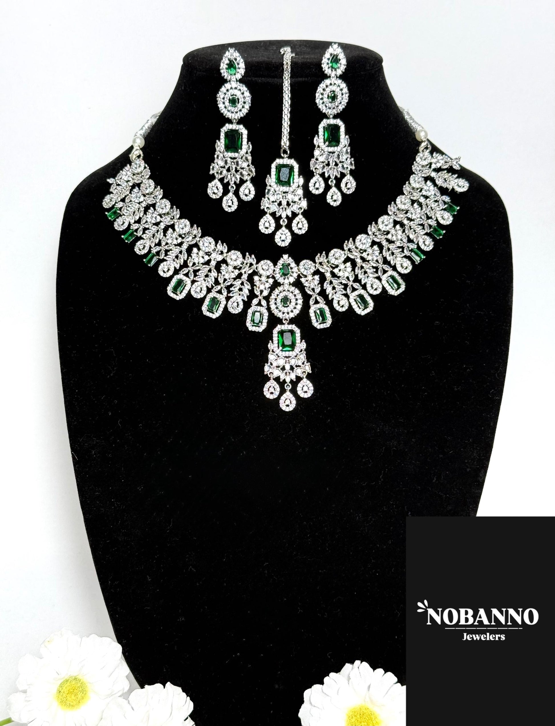 Pristine Handcrafted American diamond set/white AD necklace set /AD jewelry/Indian Jewelry Set
