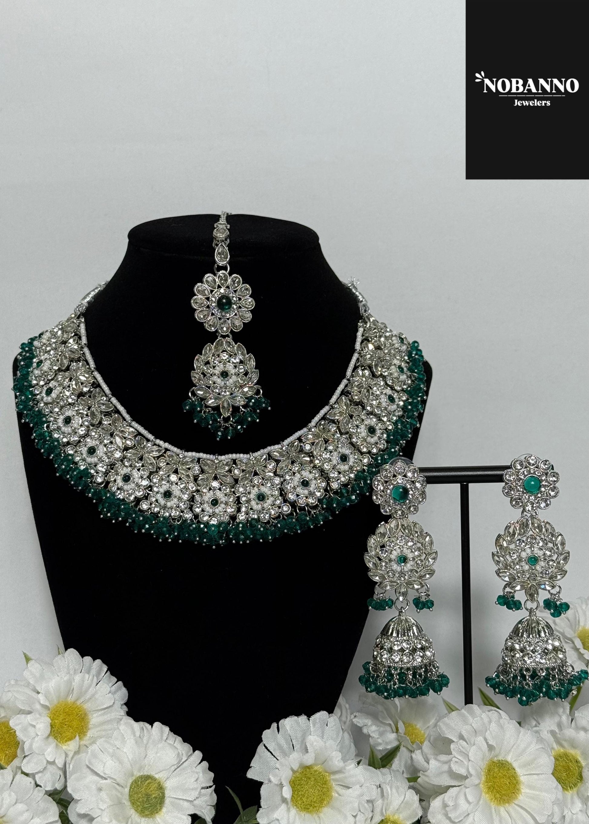 Pristine Handcrafted  crystal Necklace set/Indian  Jewelry Set/ High Quality crystal 4 Piece Set