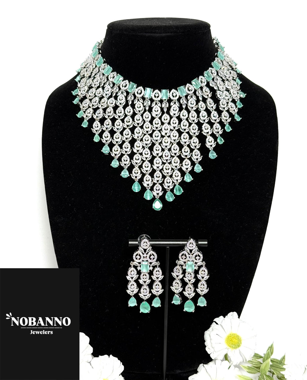 Pristine Handcrafted American diamond set/white AD necklace set /AD jewelry/Indian Jewelry Set