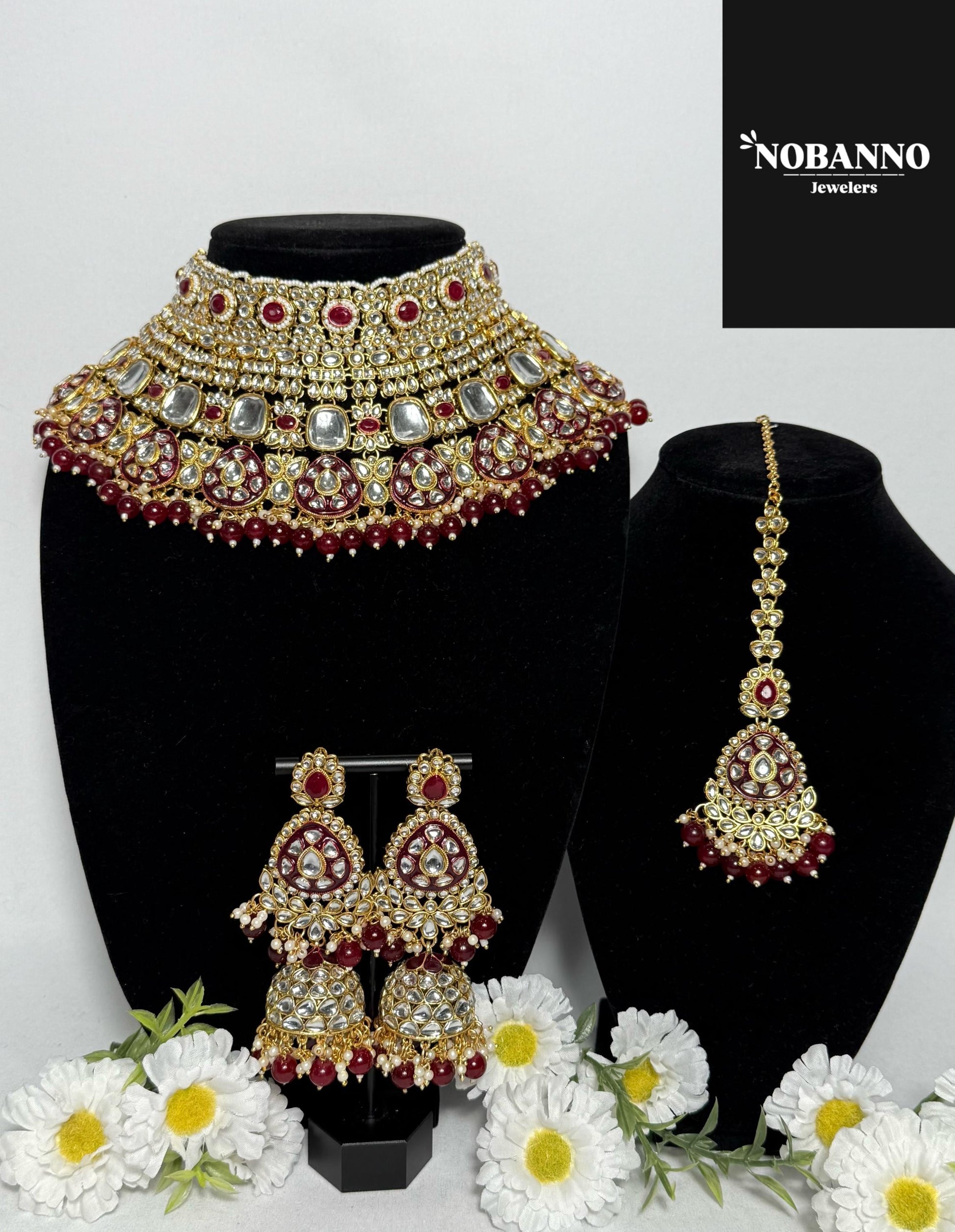 Pristine Handcrafted  Kundan Semi Bridal set/Indian Full Bridal Jewelry Set/ High Quality Kundan 4 Piece Set