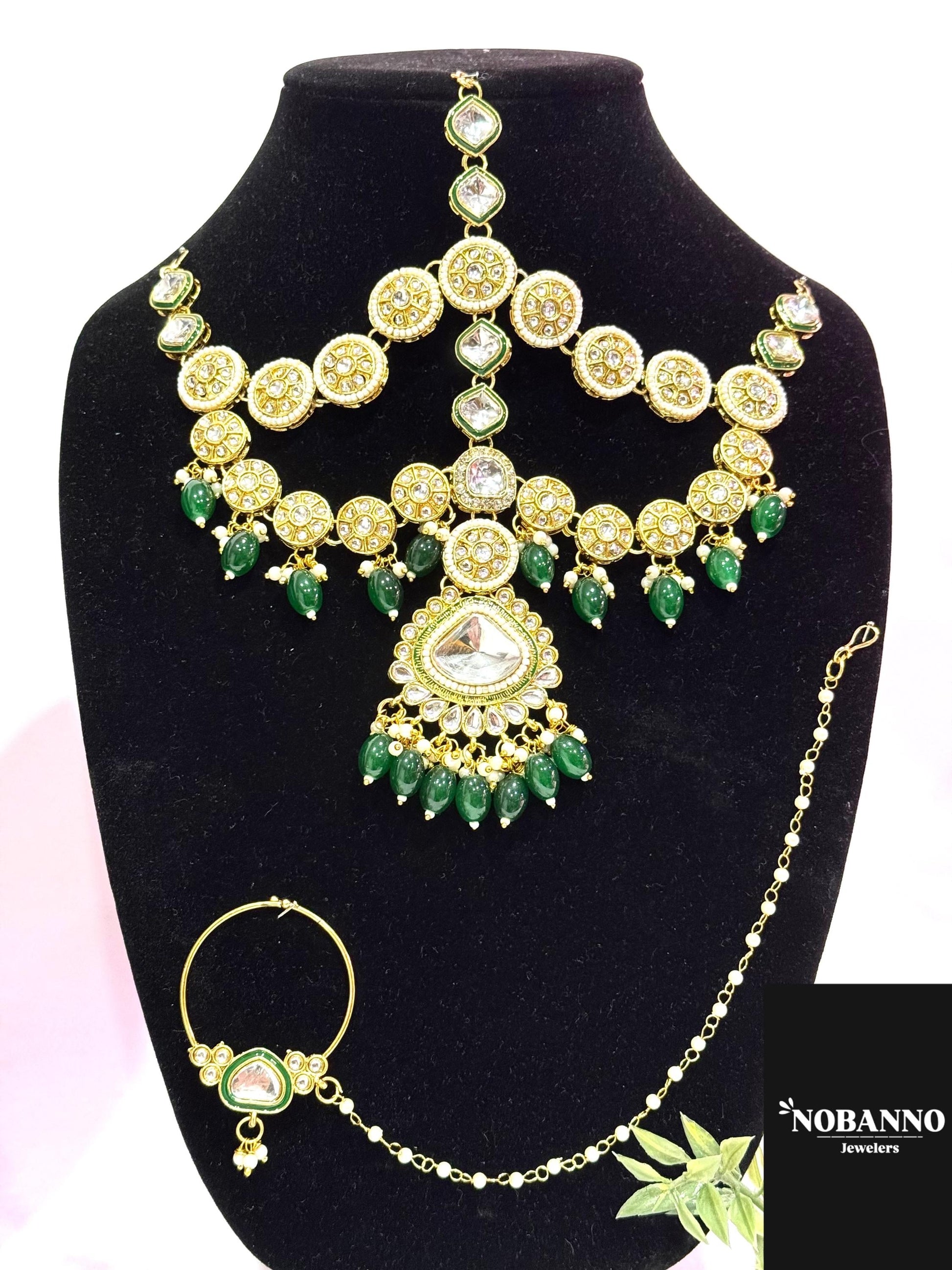 Pristine Handcrafted  Kundan Bridal set/Indian Full Bridal Jewelry Set/ High Quality Kundan 8 Piece Set