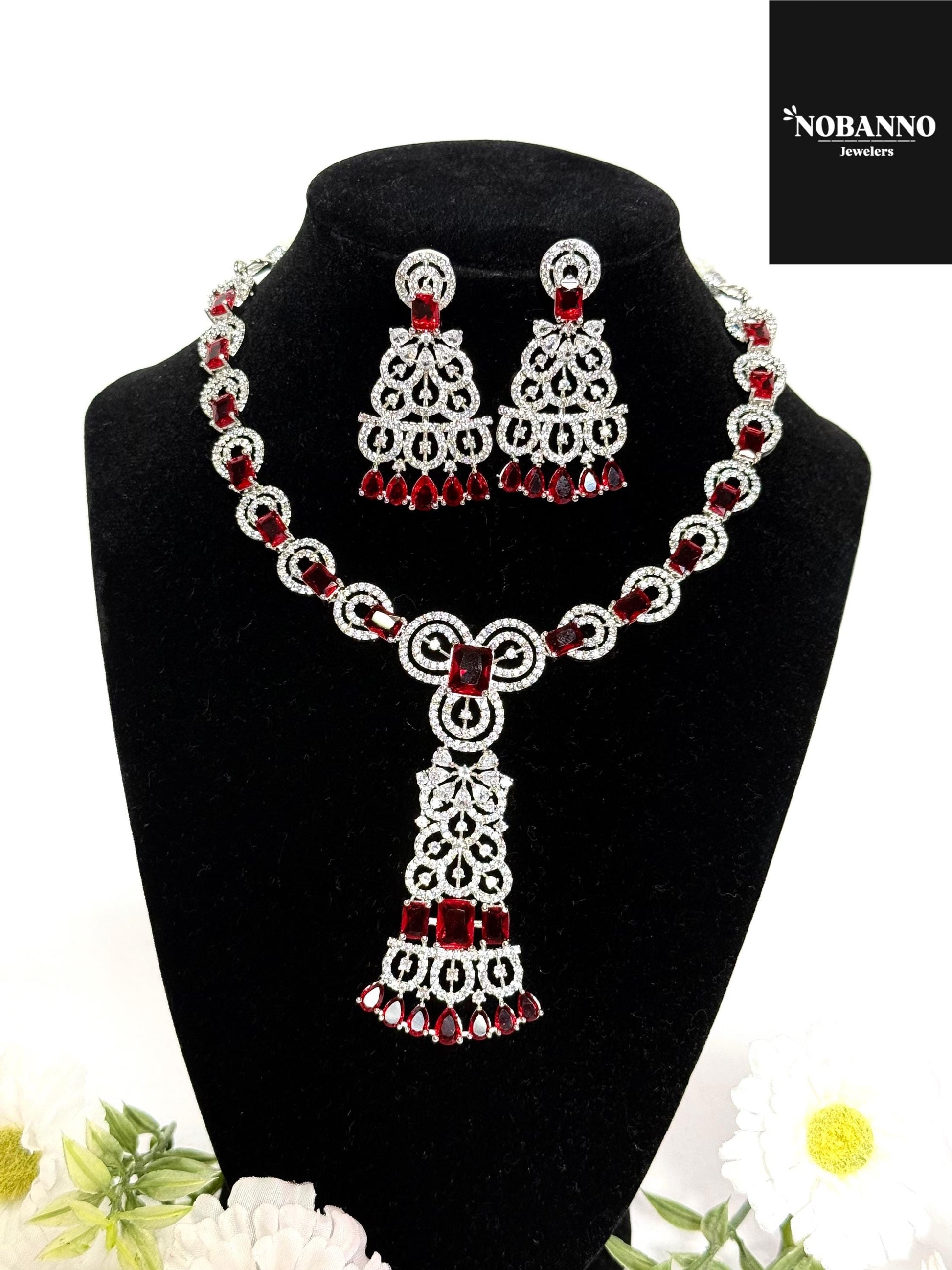 Pristine Handcrafted American diamond set/ necklace set /AD jewelry/Indian Jewelry Set