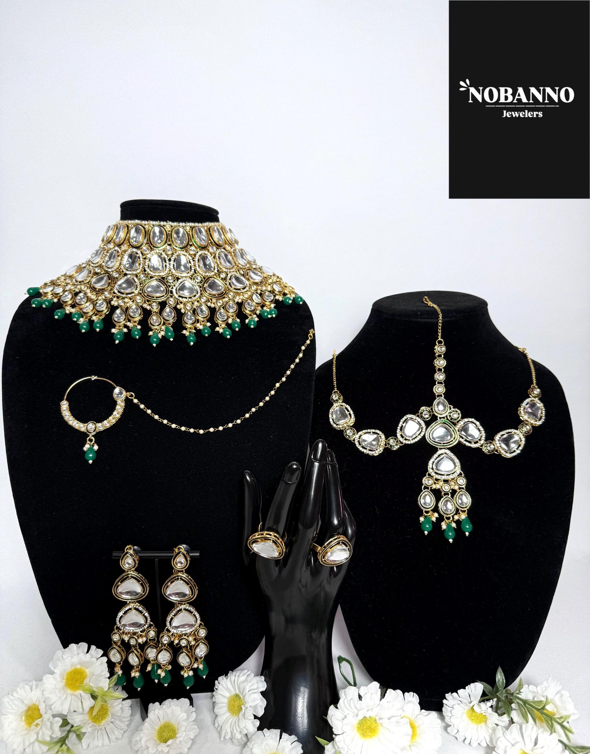 Pristine Handcrafted Kundan Bridal set/Indian  Bridal Jewelry Set/ High Quality Kundan 7 Piece Set.