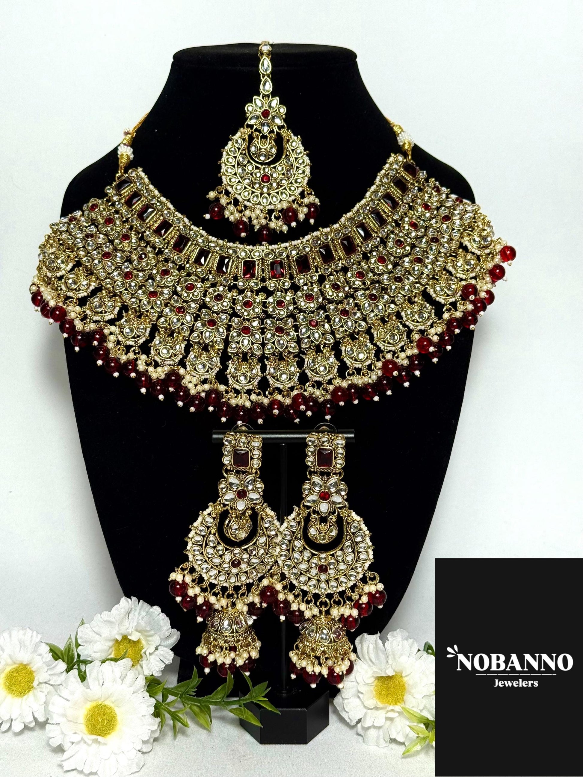 Handcrafted Kundan Necklace Set.Indian /pakistani/Bangladeshi Jewelry.