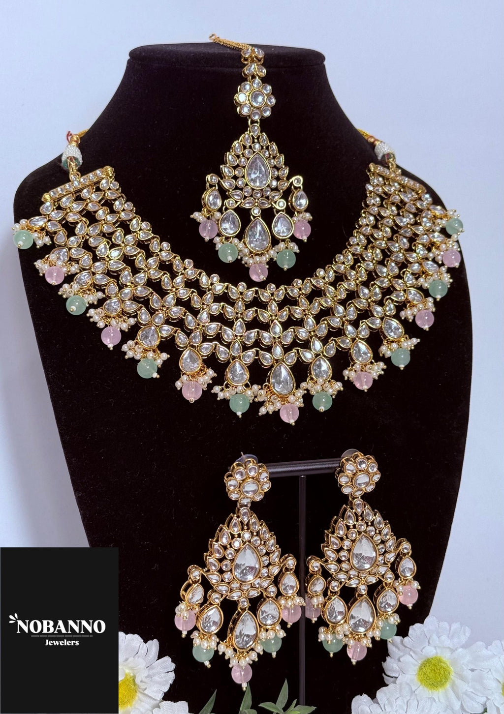 Pristine Handcrafted  Kundan Necklace set/Indian  Jewelry Set/ High Quality Kundan 4 Piece Set