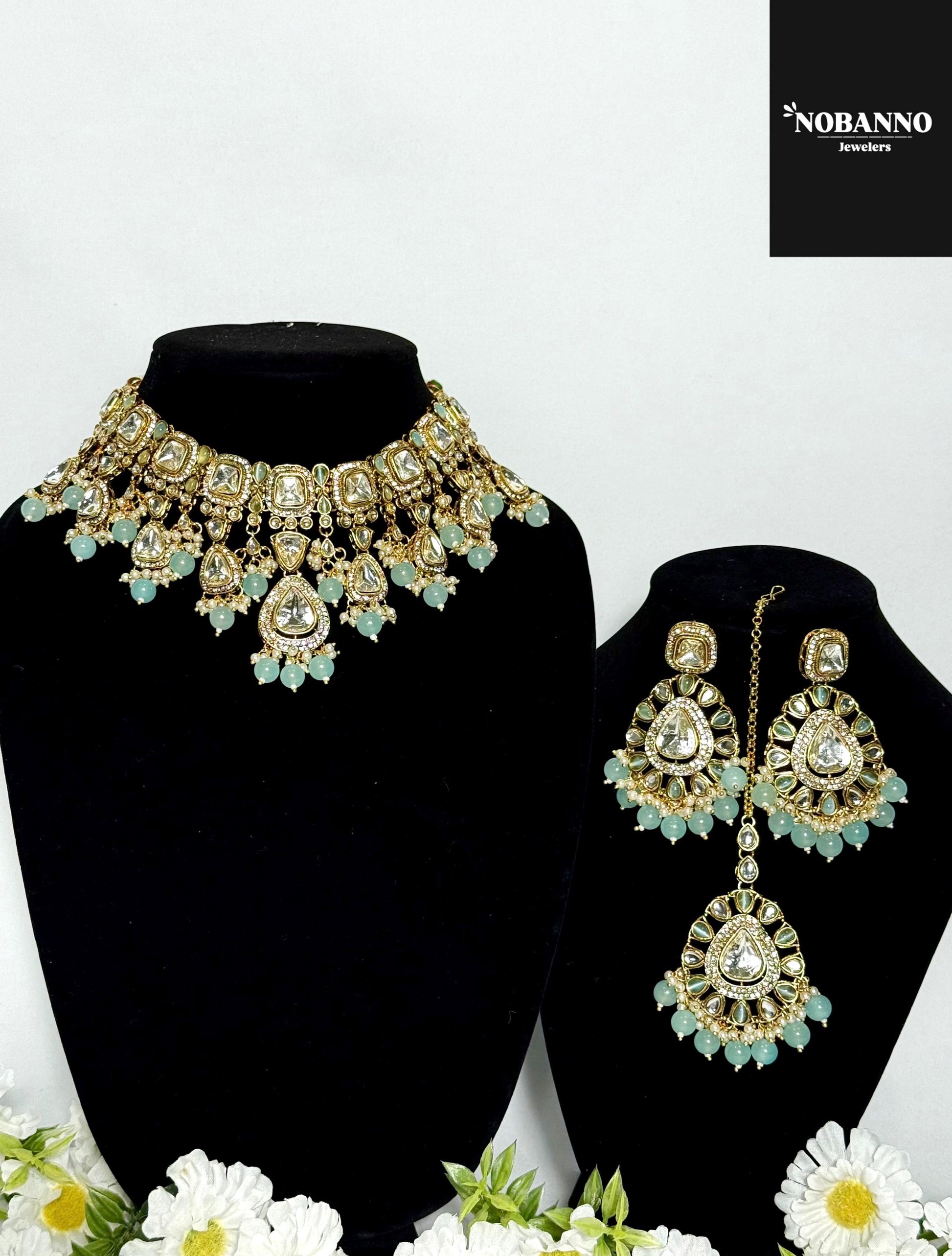 Pristine Handcrafted  Kundan Necklace set/Indian  Jewelry Set/ High Quality Kundan 4 Piece Set