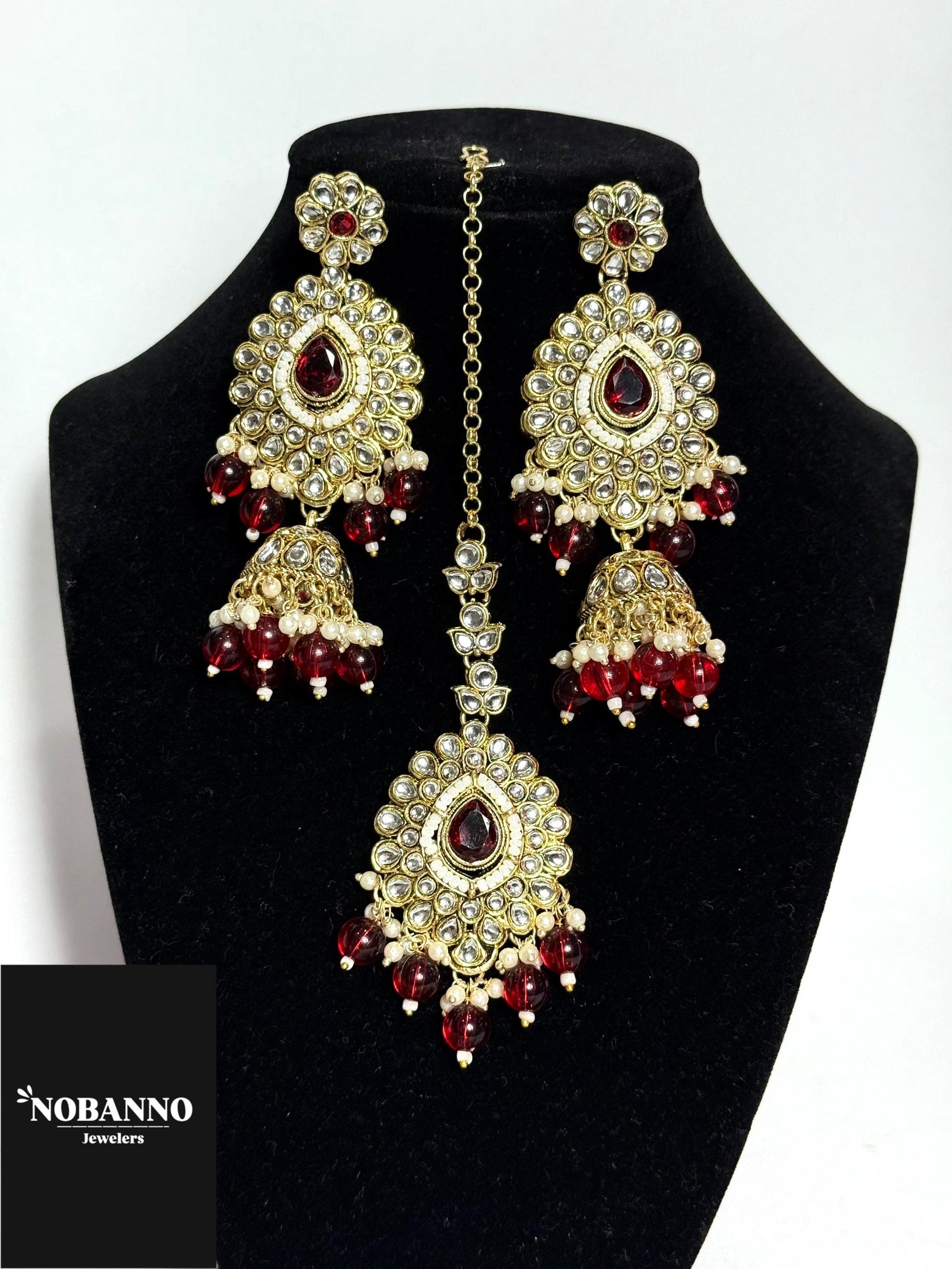 Pristine Handcrafted  Kundan Necklace set/Indian  Jewelry Set/ High Quality Kundan 4 Piece Set