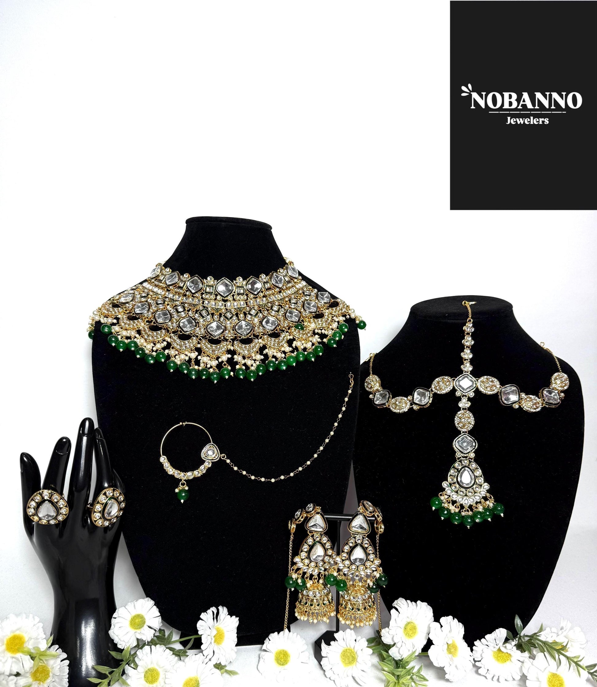 Pristine Handcrafted  Kundan Bridal set/Indian Full Bridal Jewelry Set/ High Quality Kundan 7 Piece Set