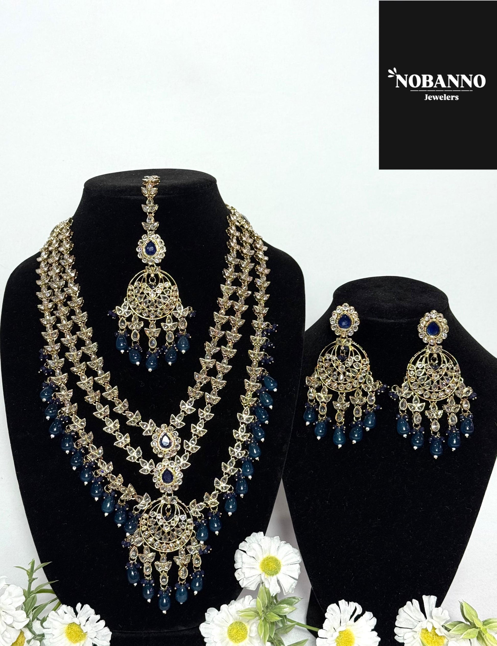 Pristine Handcrafted  Kundan long necklace  set/Indian Jewelry Set/ High Quality Kundan 4 Piece Set
