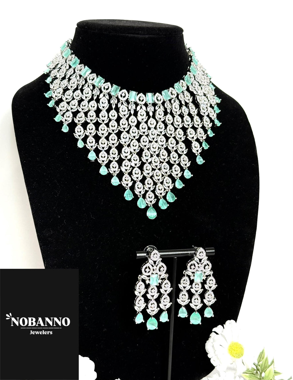 Pristine Handcrafted American diamond set/white AD necklace set /AD jewelry/Indian Jewelry Set