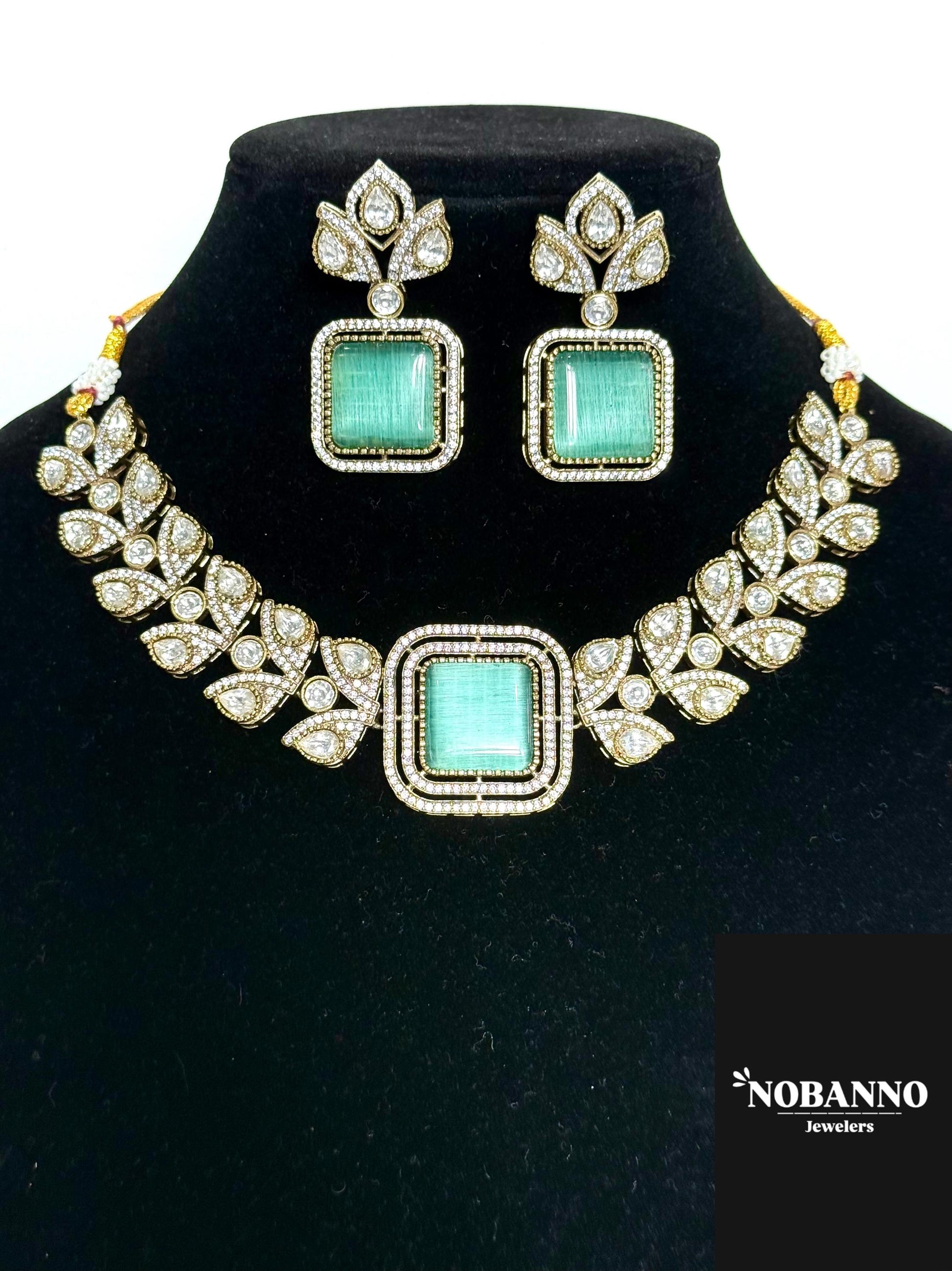 Premium Quality Moissanite Kundan Victorian Polished Jewelry Set/Indian Jewellery/ kundan jewellery/High quality stone choker set.