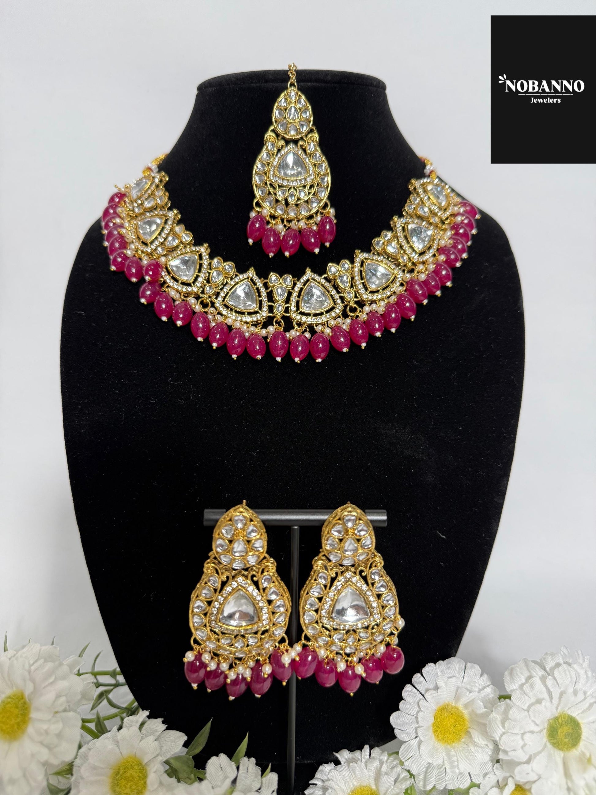 Pristine Handcrafted  Kundan Necklace set/Indian  Jewelry Set/ High Quality Kundan 4 Piece Set