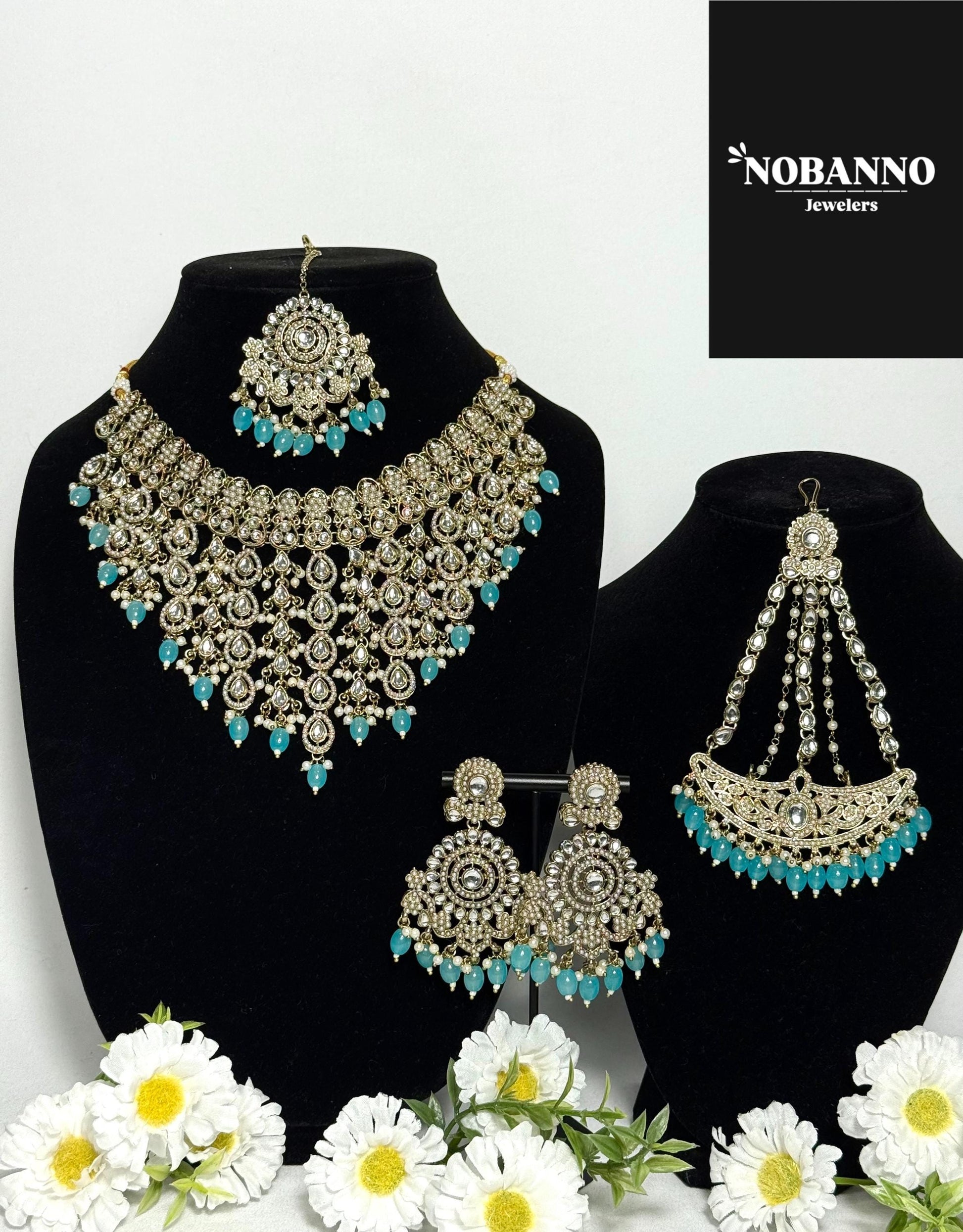 Pristine Handcrafted  Polki Kundan Bridal set/Indian Semi Bridal Jewelry Set/ High Quality Kundan Polki 5 Piece Set