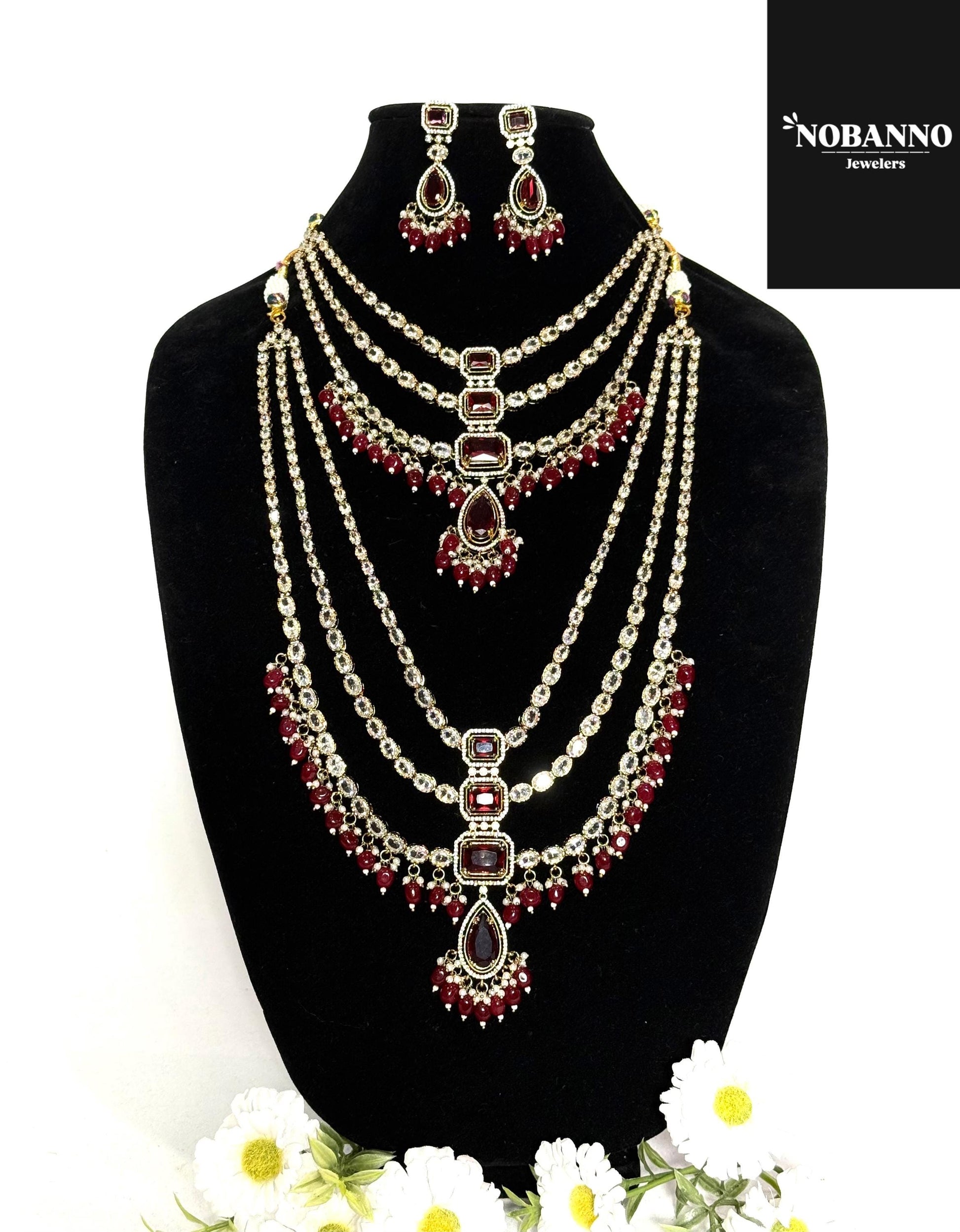 Pristine Handcrafted  Victorian semi Bridal set/Indian Bridal Jewelry Set/ High Quality stone / Victorian 4 Piece Set