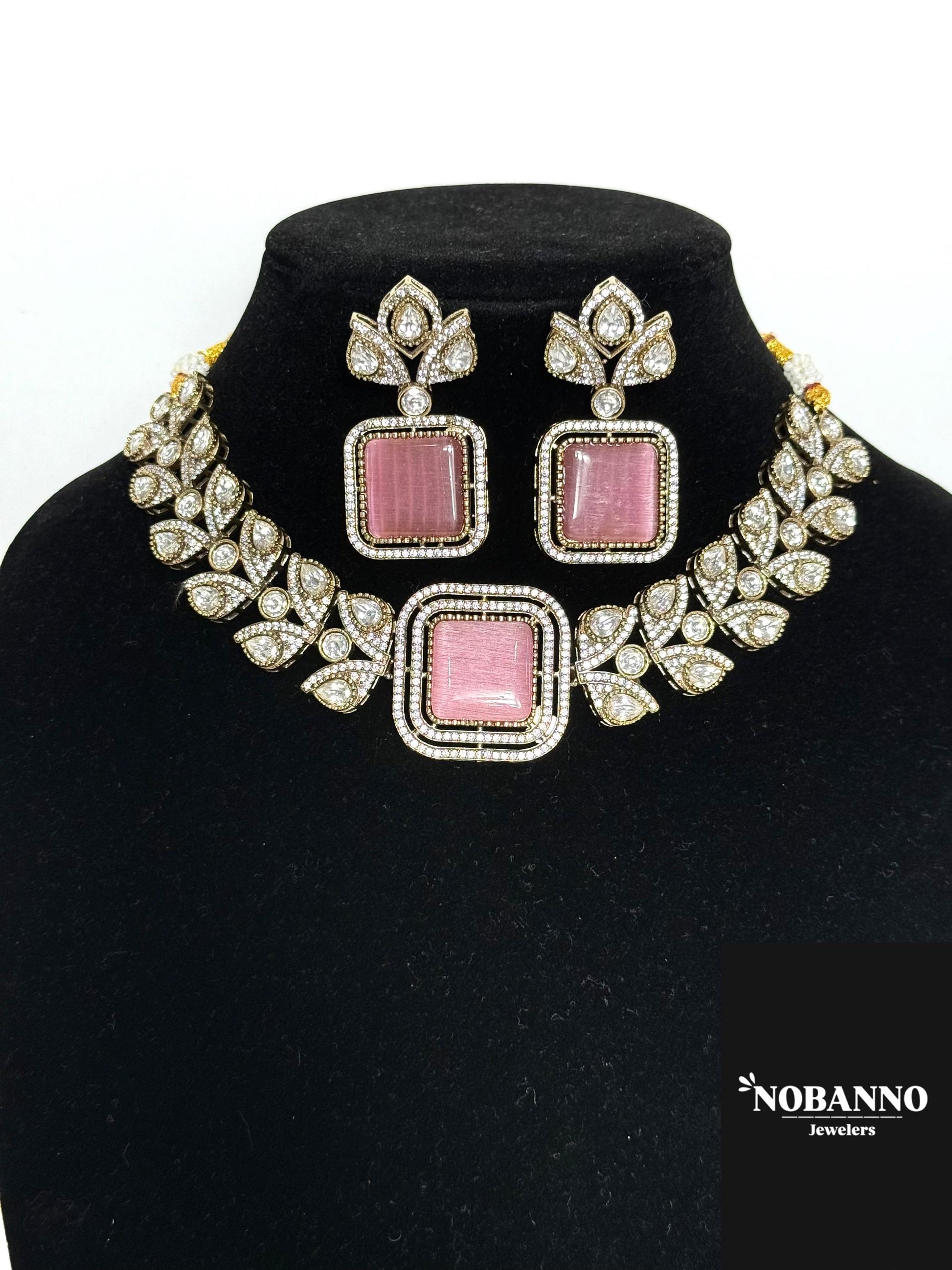 Premium Quality Moissanite Kundan Victorian Polished Jewelry Set/Indian Jewellery/ kundan jewellery/High quality stone choker set.