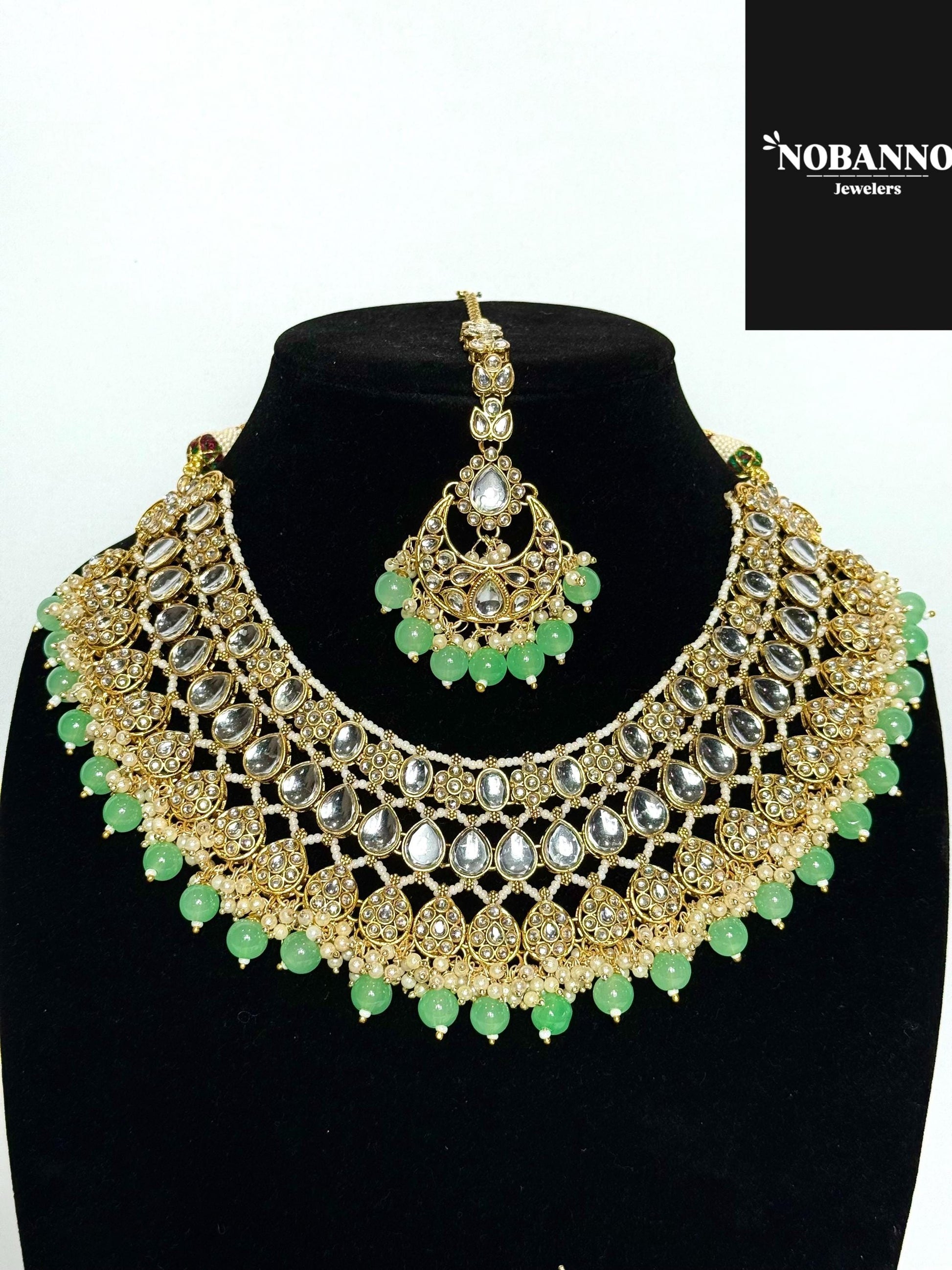Handcrafted Kundan Necklace Set.Indian /pakistani/Bangladeshi Jewelry.
