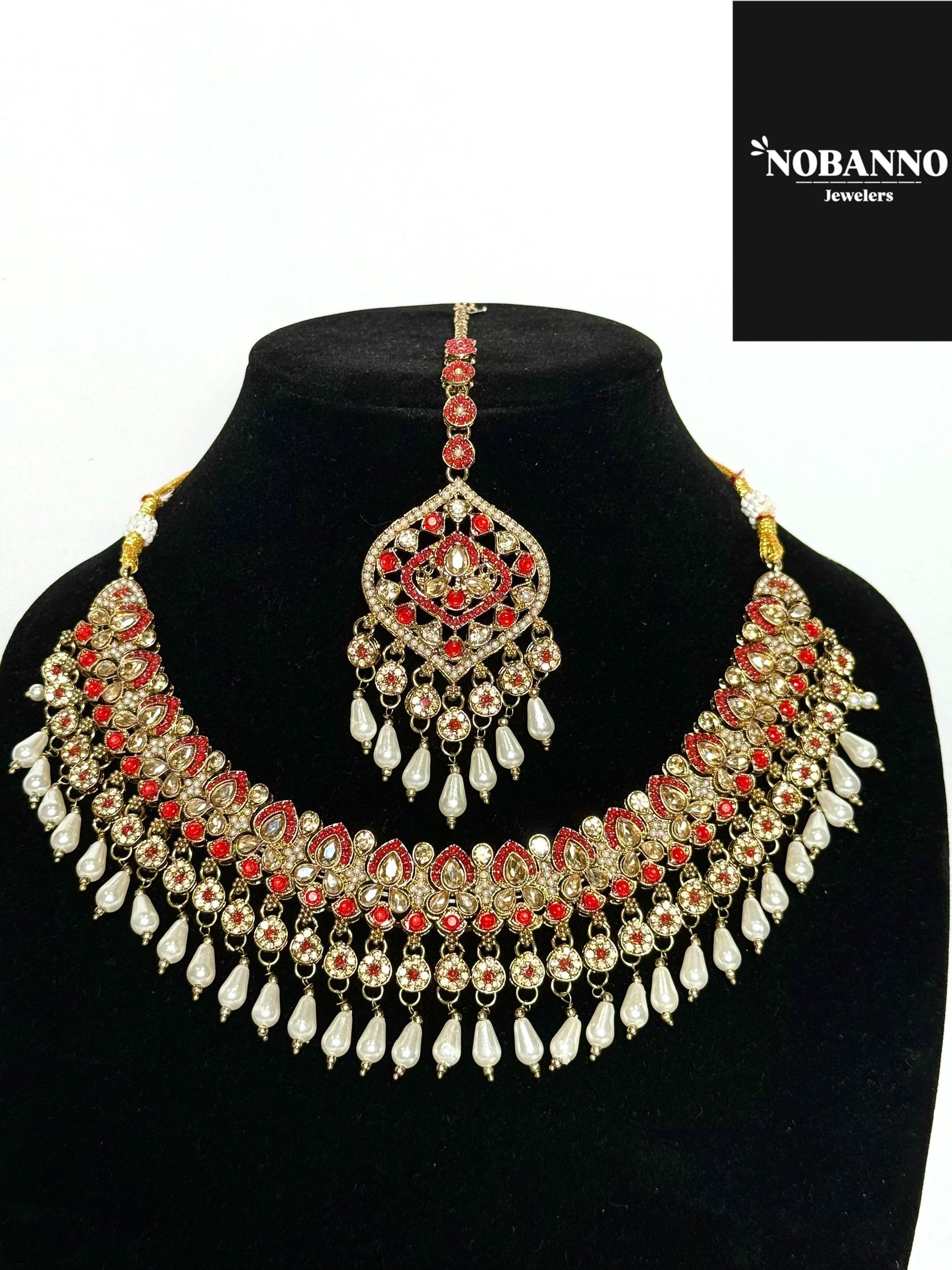 Pristine Handcrafted Polki Kundan Necklace set/Indian Jewelry Set/ High Quality Kundan 4 Piece Set.