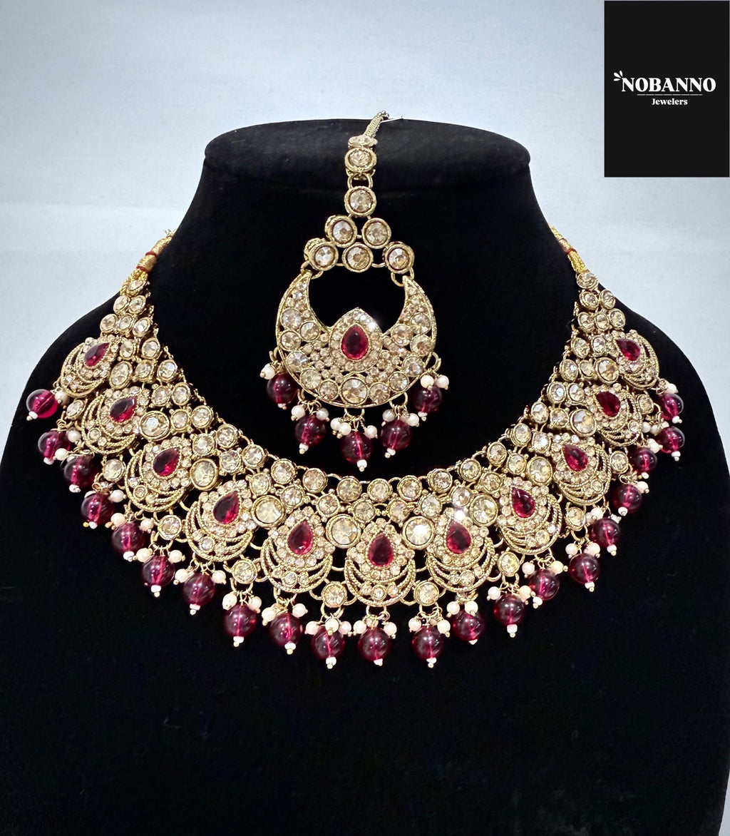 Pristine Handcrafted  Kundan Necklace set/Indian  Jewelry Set/ High Quality Kundan 4 Piece Set