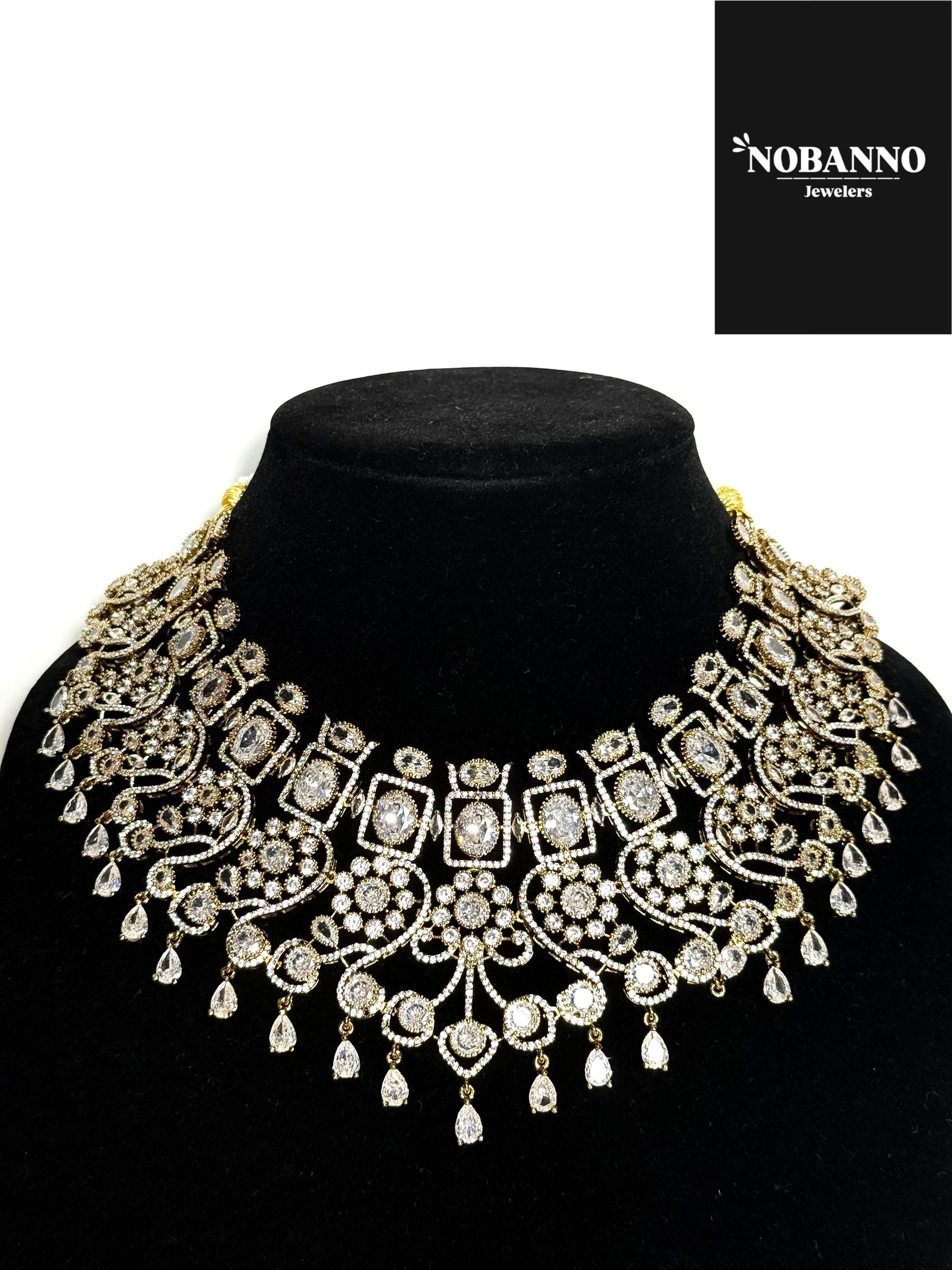 Premium Quality Moissanite Kundan Victorian Polished Jewelry Set/Indian Jewellery/ kundan jewellery/High quality stone neacklace set.